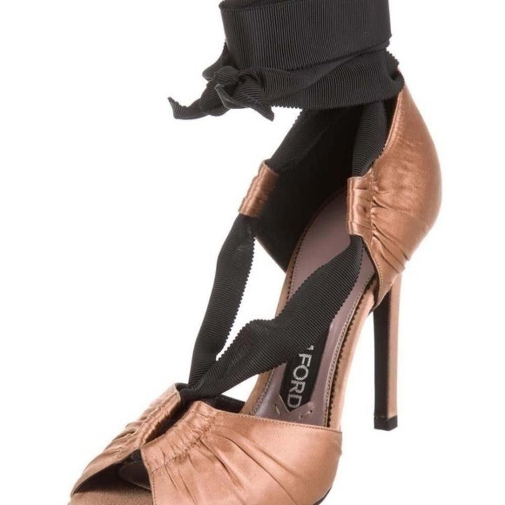 Tom Ford Tom Ford Cognac Satin Black Tie Heels Size US 9 / IT 39 - 4 Thumbnail