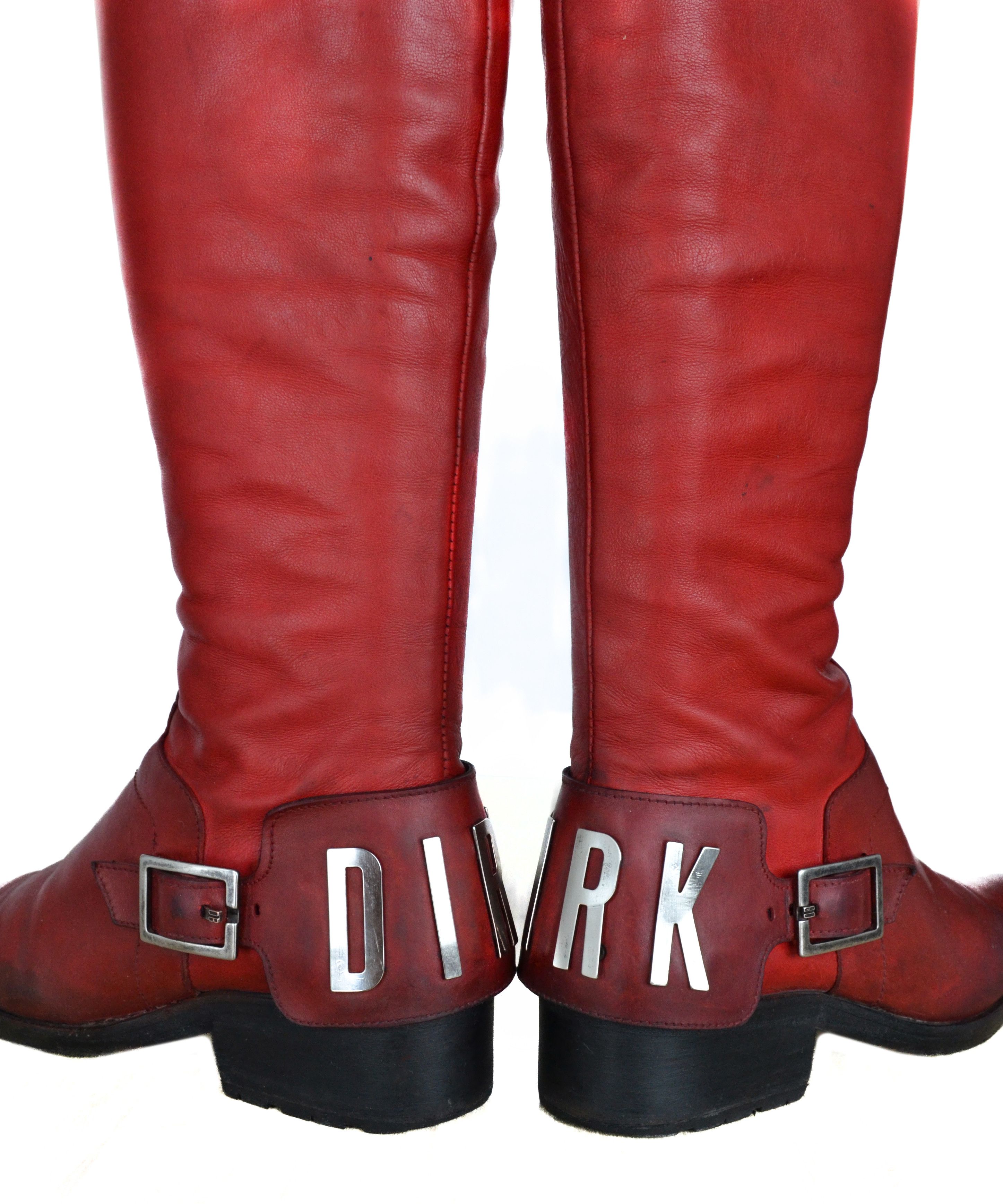 Dirk Bikkembergs Dirk Bikkembergs Boots Metal Logo Tall Shoes Red 90s Zip Size US 10 / IT 40 - 2 Thumbnail