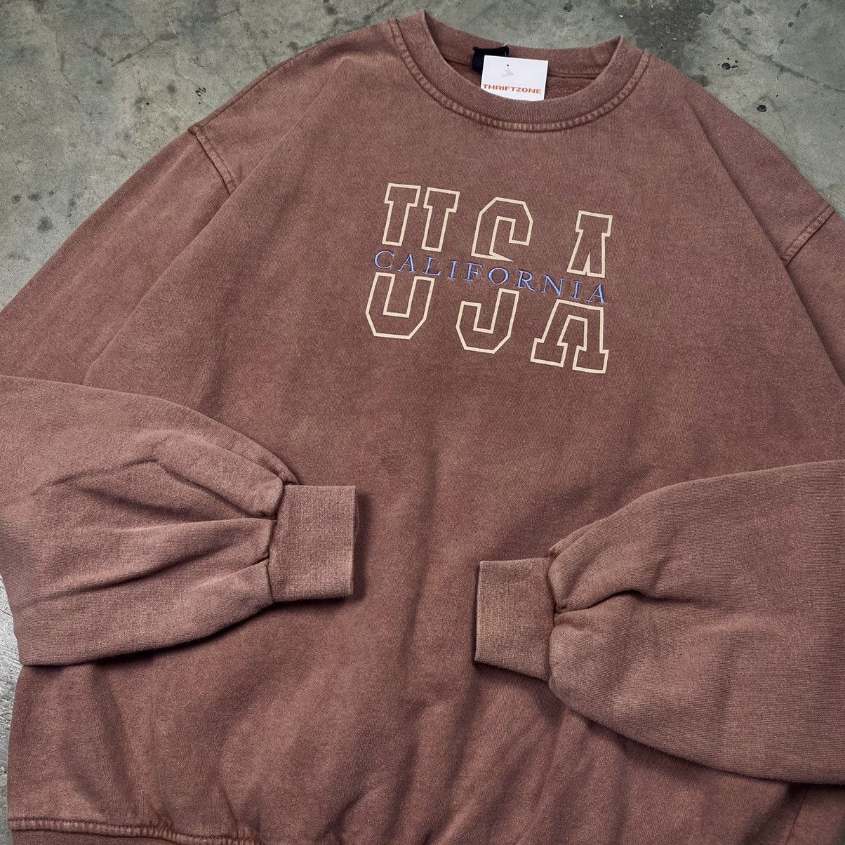 Vintage y2k USA California Washed Brown Boxy Crewneck Size US M / EU 48-50 / 2 - 3 Thumbnail