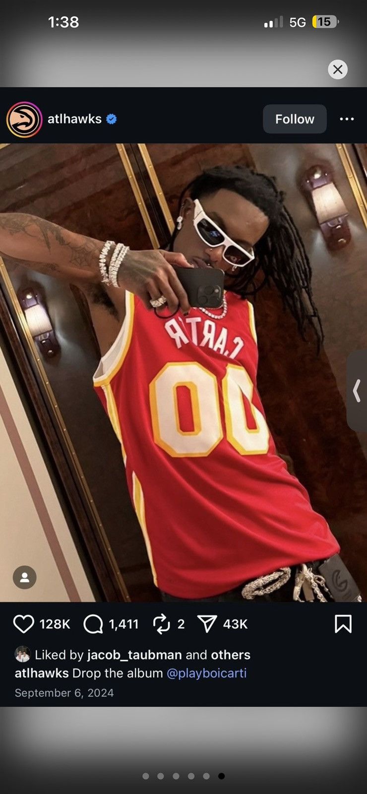 Mitchell & Ness Playboi Carti Mitchell & Ness Atlanta Hawks Opium NBA Jersey Size US L / EU 52-54 / 3 - 21 Thumbnail