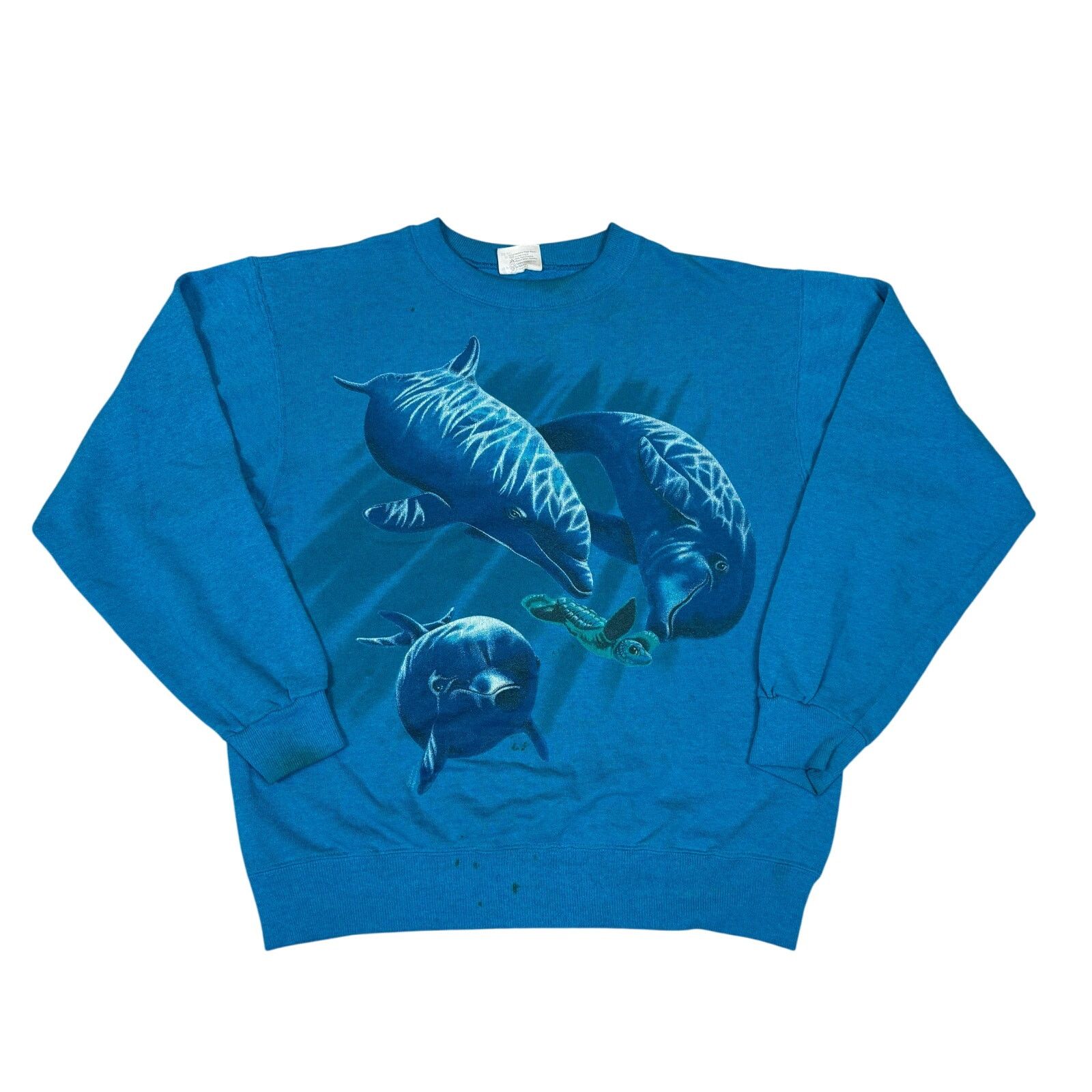 Hanes × Vintage Vintage 80s Dolphin Turtle Ocean Crewneck Sweatshirt Men's M Size US M / EU 48-50 / 2 - 1 Thumbnail