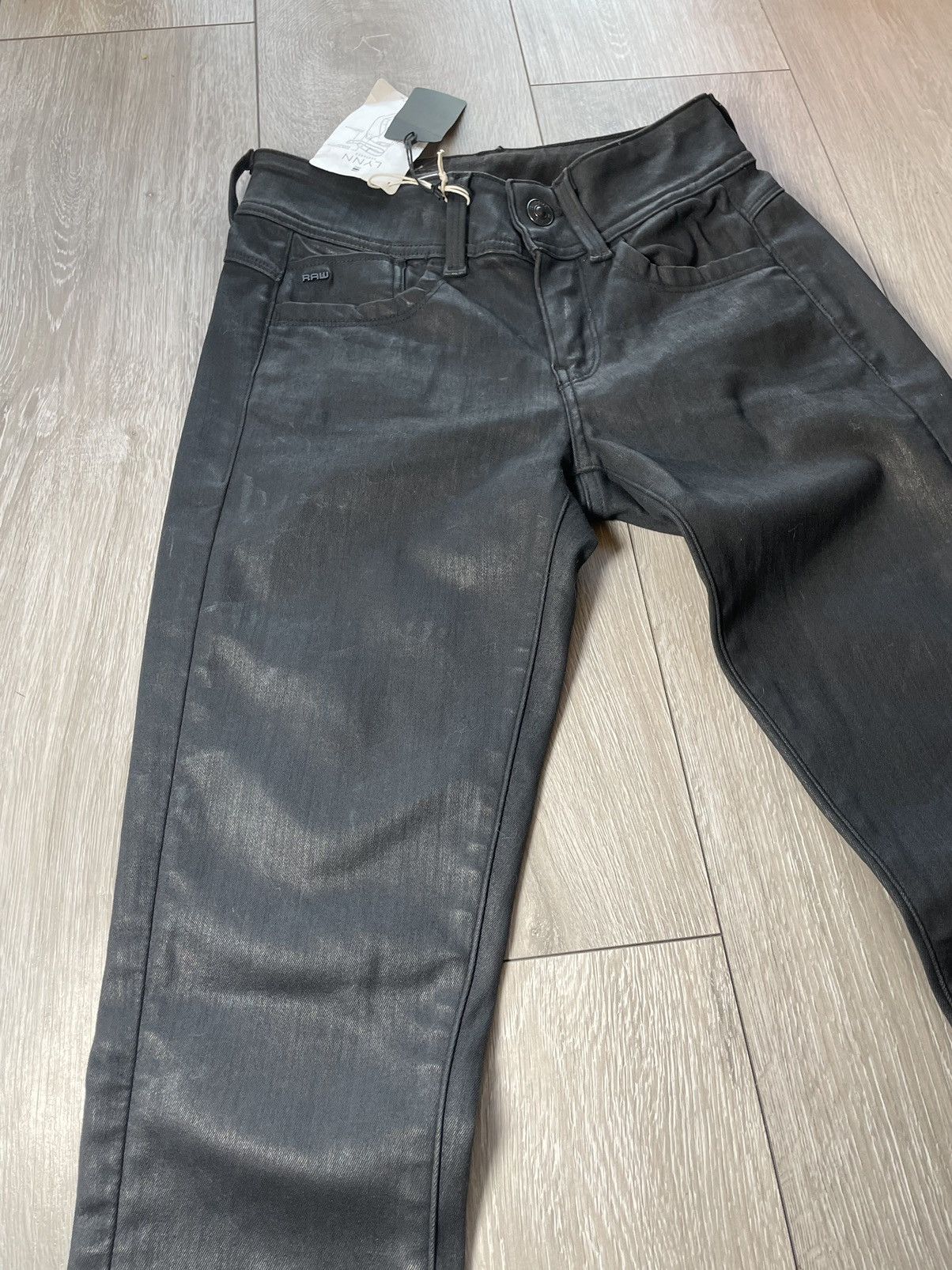 G-Star G-Star RAW New/Tags Black Coated/Waxed Denim Biker Fit Size US 28 / EU 44 - 4 Thumbnail