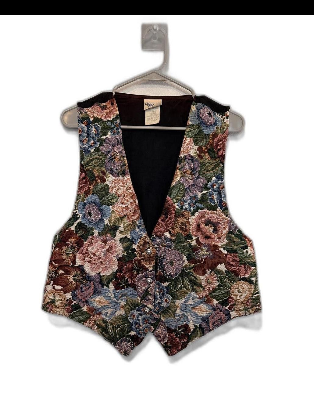 Designer Vintage Huntington Ridge Floral Print Vest Size L / US 10 / IT 46 - 1 Thumbnail