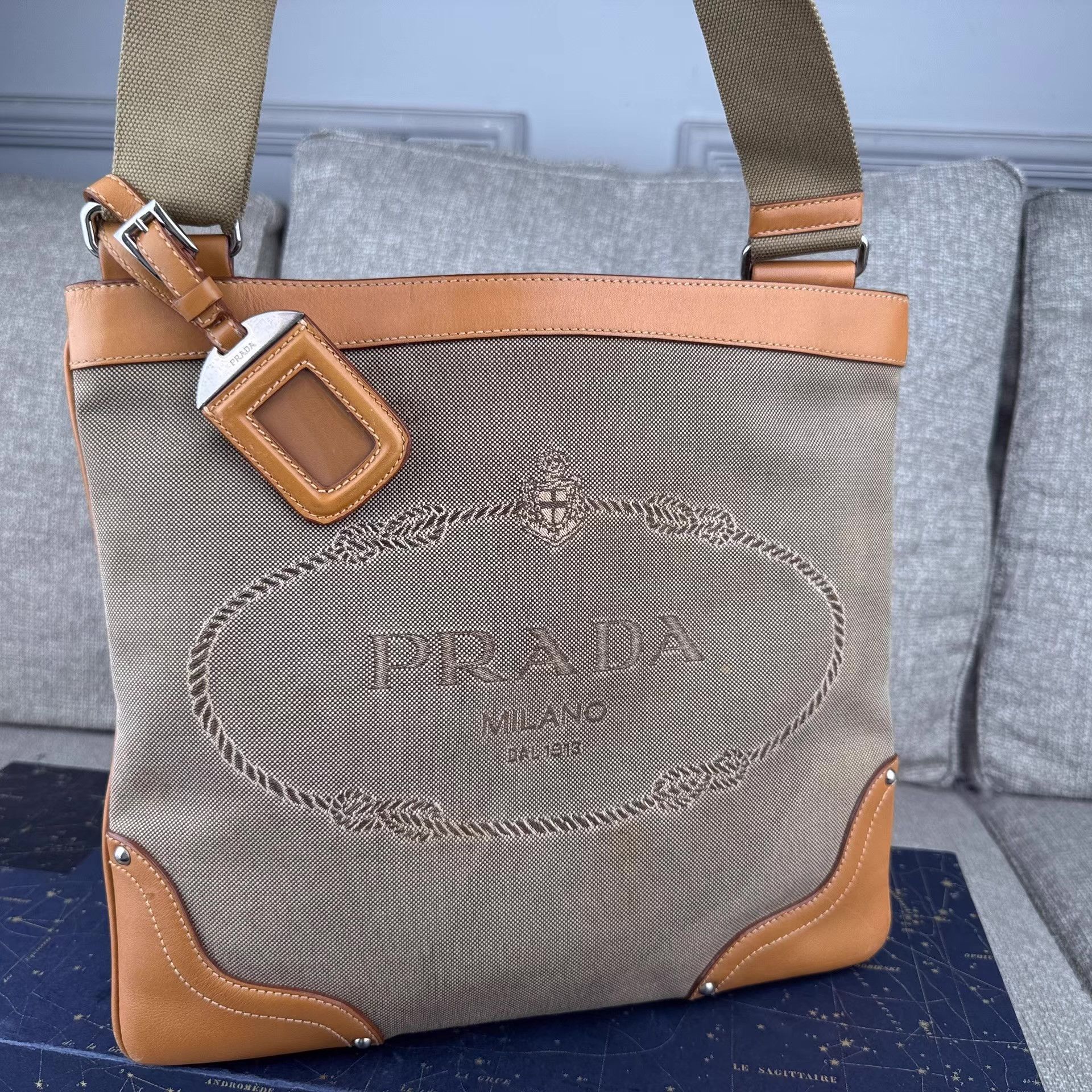 Prada Prada Classic Logo Canvas Men's Crossbody Bag Ｑ27 Size ONE SIZE - 1 Thumbnail