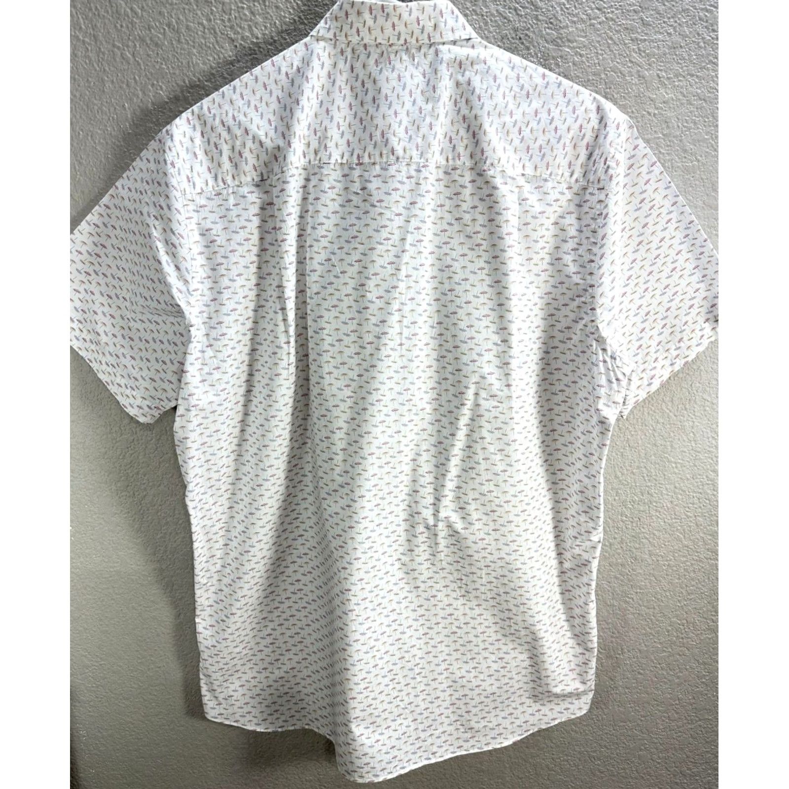 David Donahue David Donahue White Shirt Umbrellas Short Sleeve Cotton XL Mens Button-Up Shirt Size US XL / EU 56 / 4 - 6 Thumbnail