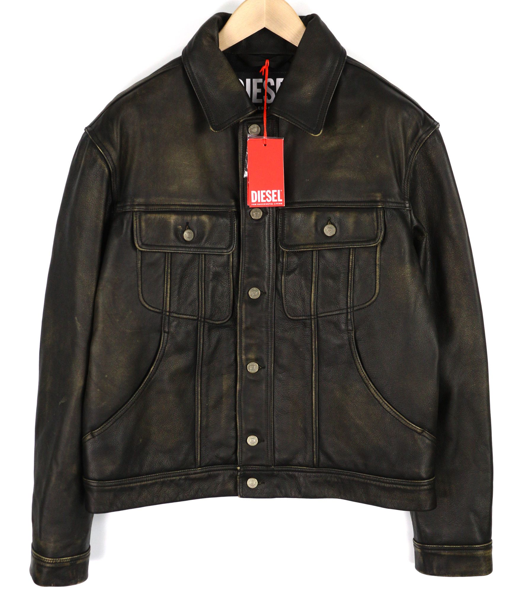 Diesel L-RILEY L Black Cowhide Leather Button Jacket 40081 Size US L / EU 52-54 / 3 - 1 Thumbnail