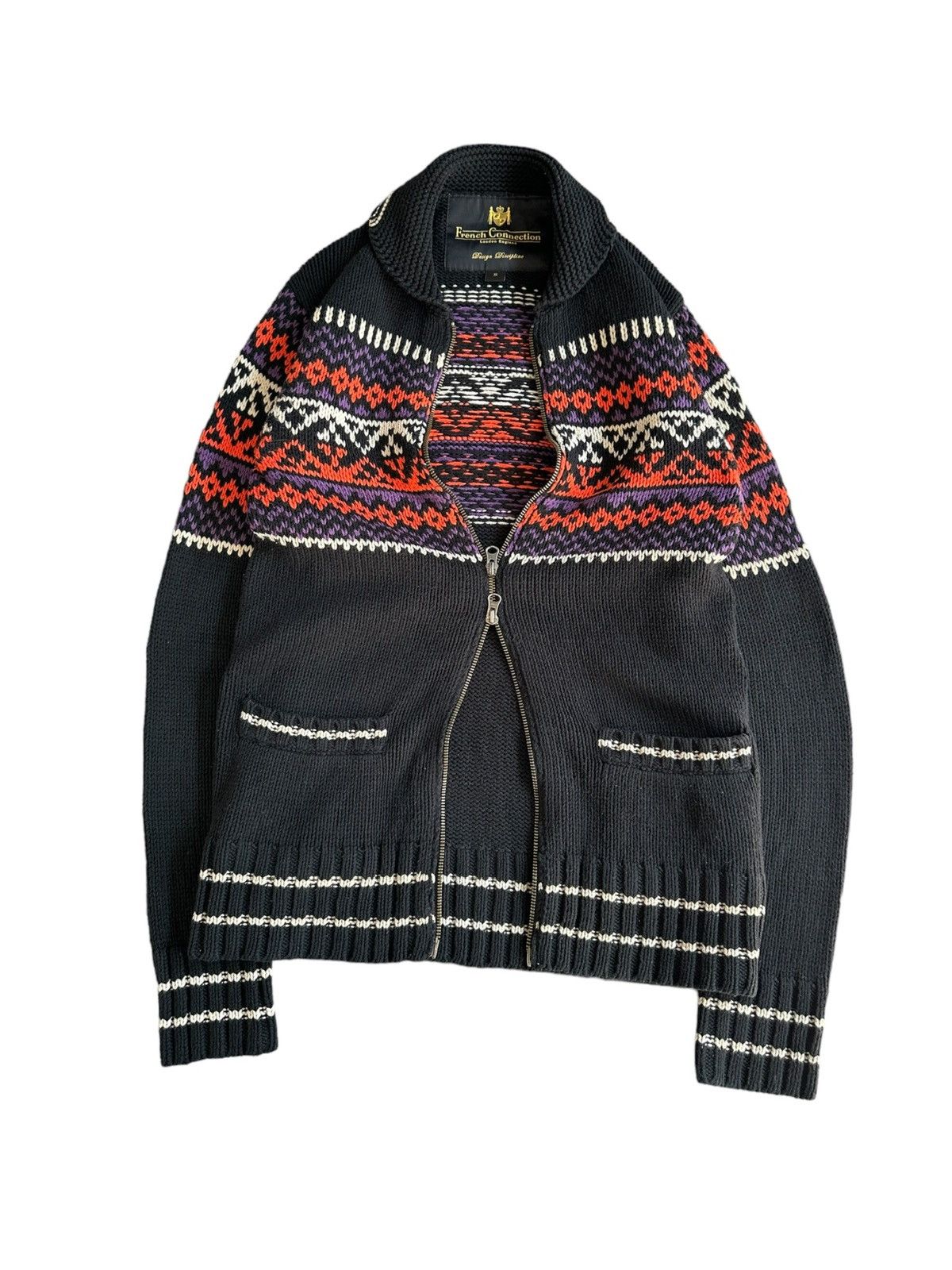 French Connection × Vintage Rare FCUK wool knitted zipper sweater Size US L / EU 52-54 / 3 - 3 Thumbnail