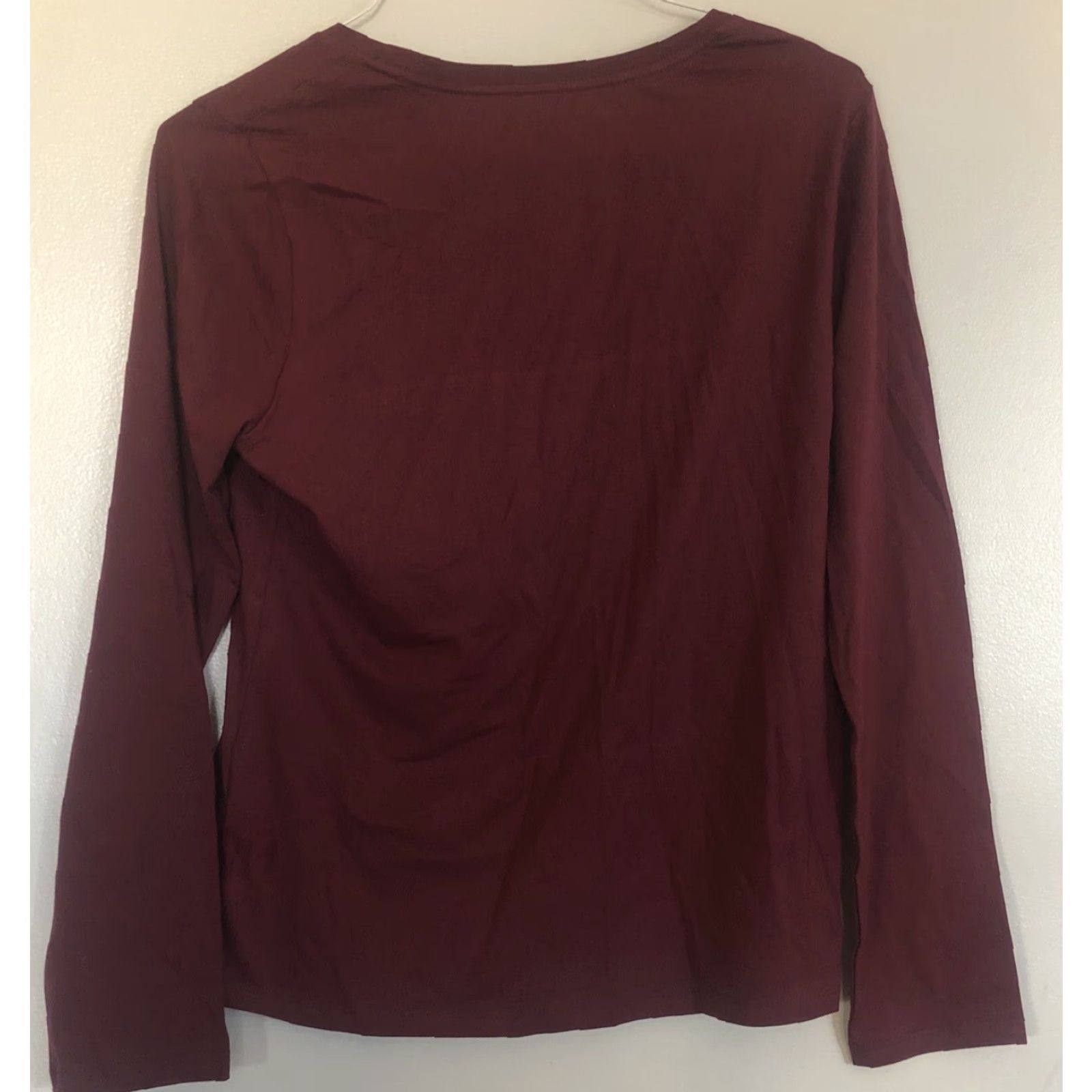 Calvin Klein Calvin Klein Logo Women’s Red Long Sleeve Shirt L Large Knit Cotton Blend Round Neck Solid Sleepwear Top Size L / US 10 / IT 46 - 4 Thumbnail