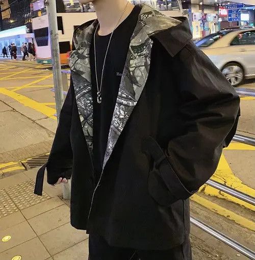 image of New Collection Cool Hype Bandana Print Jacket Parka Spring in Black, Men's (Size XL)