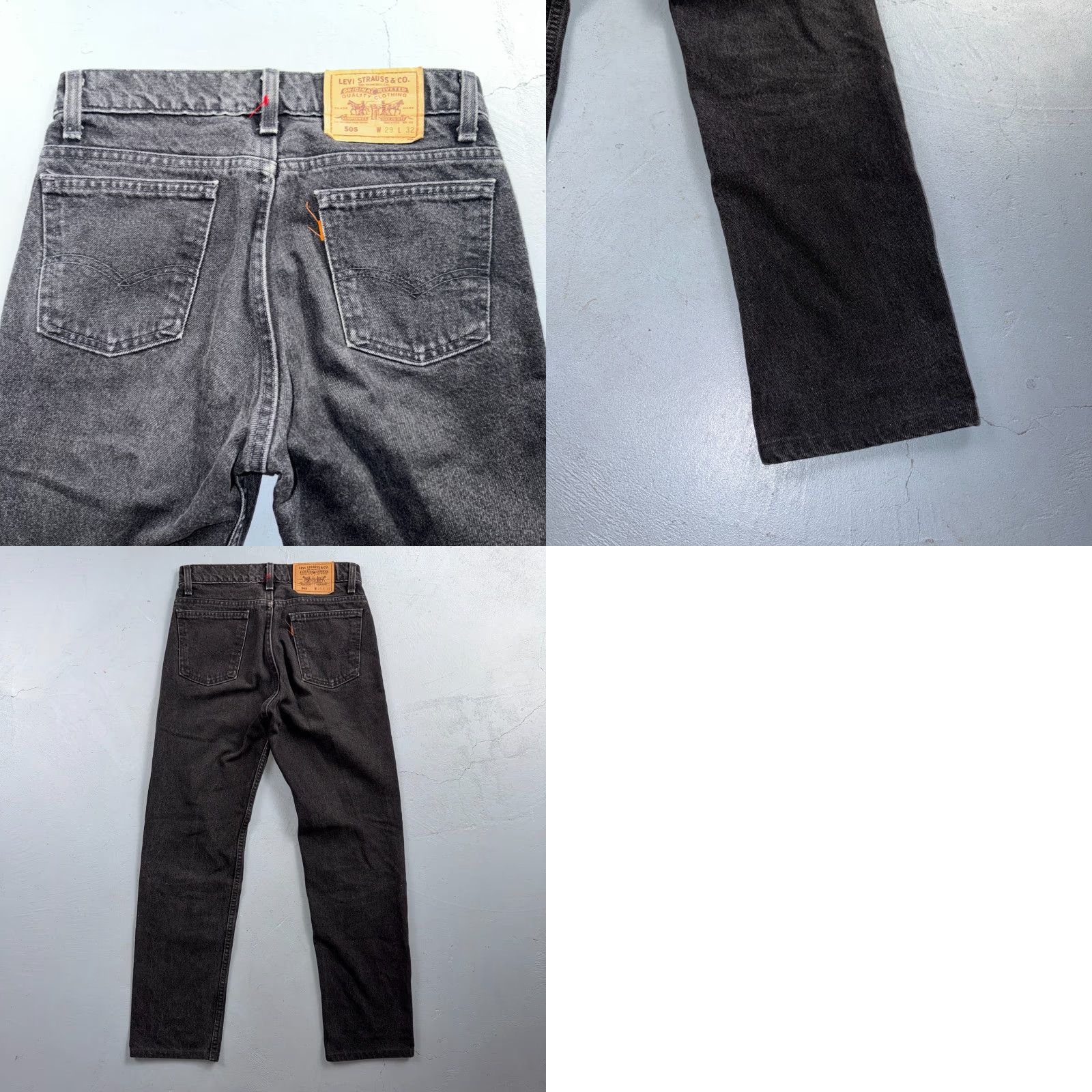 Levi's VINTAGE Levi's 505 Jeans Black 29x32 90s 40505 Orange Tab USA 1990s 5-Pocket Design Mens Jeans Regular Straight Size US 29 - 10 Thumbnail
