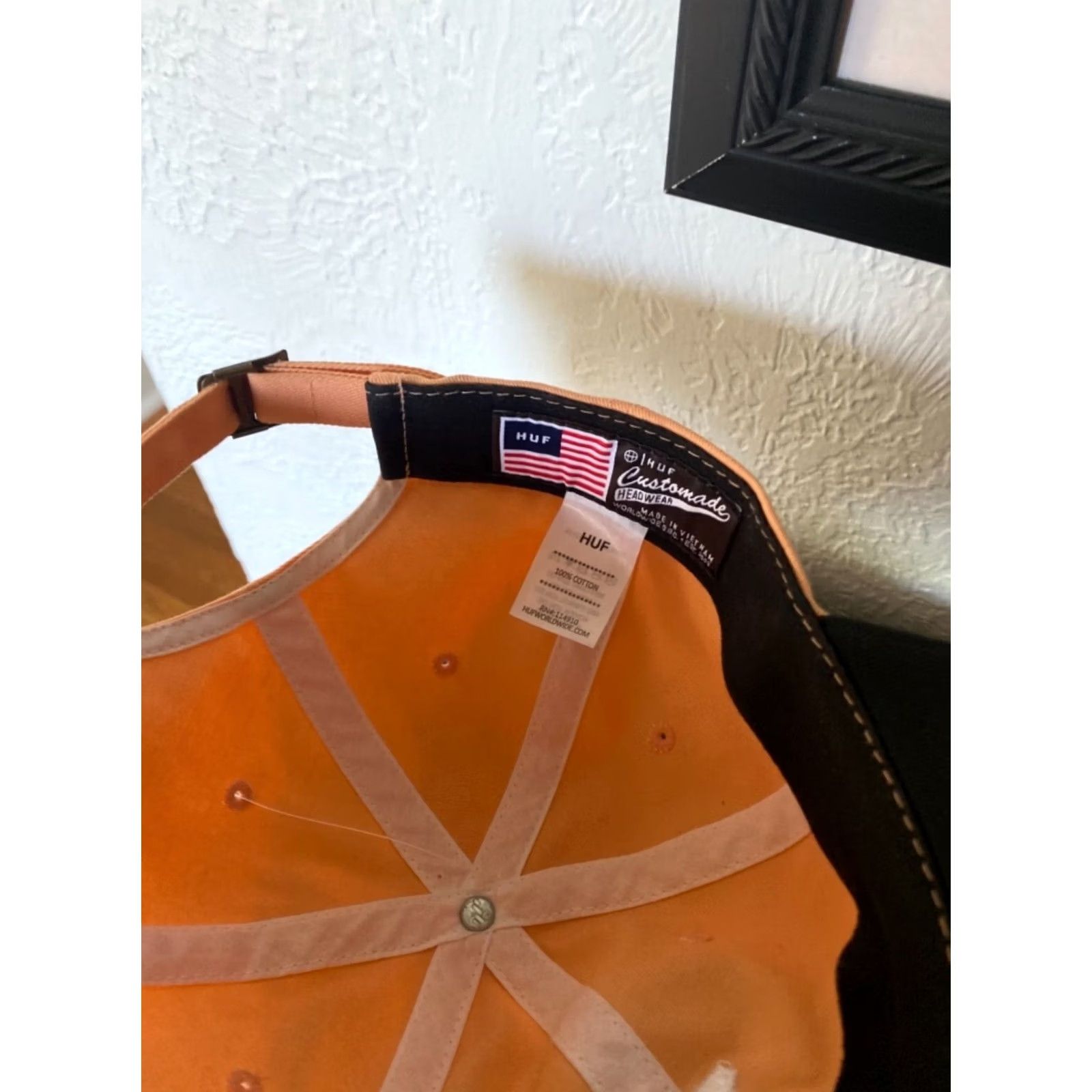Huf VINTAGE Huf Hat Customade Adjustable Classic Orange H Logo Strapback Cap Size ONE SIZE - 5 Thumbnail