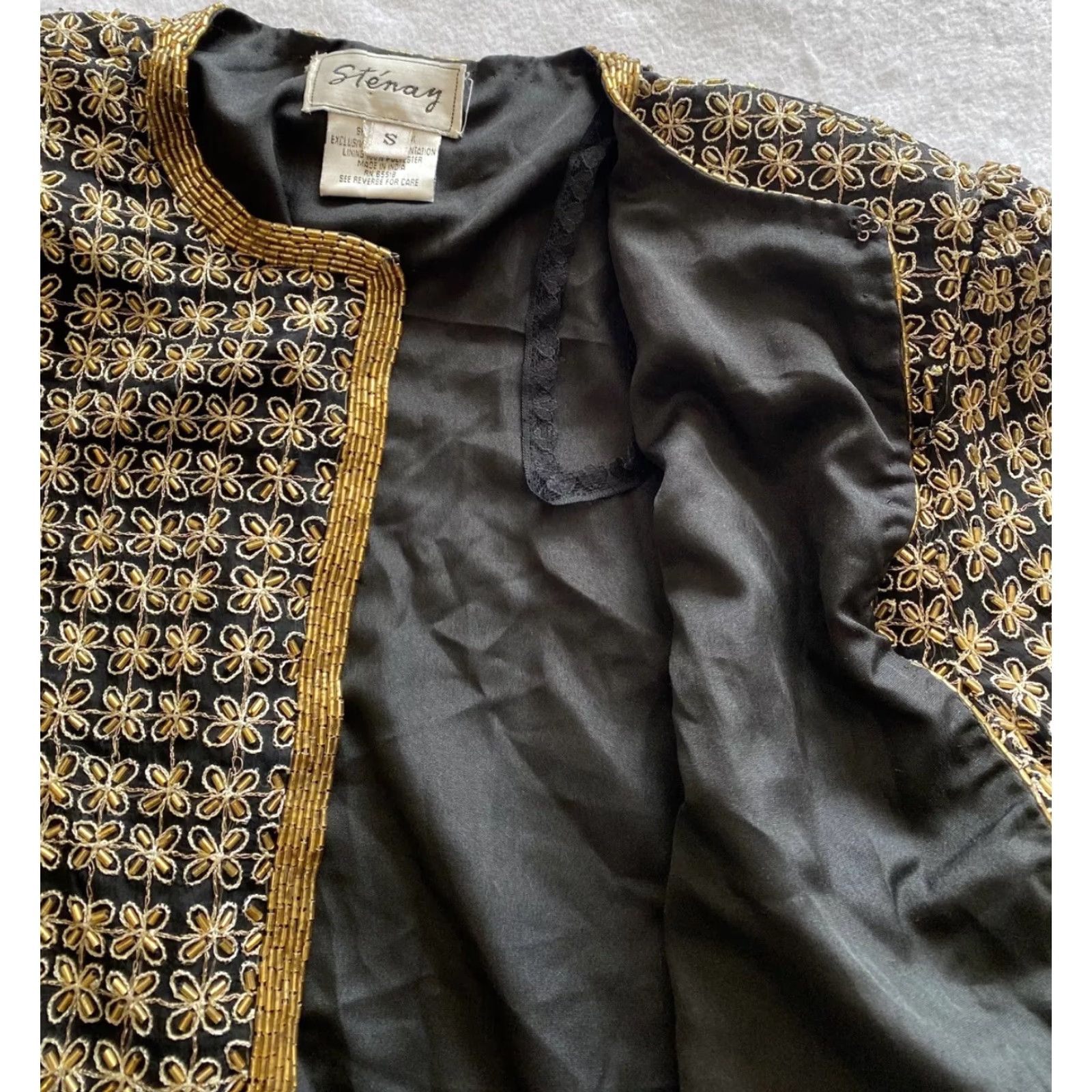 Vintage VINTAGE Stenay Jacket Women’s S Silk Beaded Gold Eveningwear 1980s Mens Womens Girls Size S / US 4 / IT 40 - 4 Thumbnail
