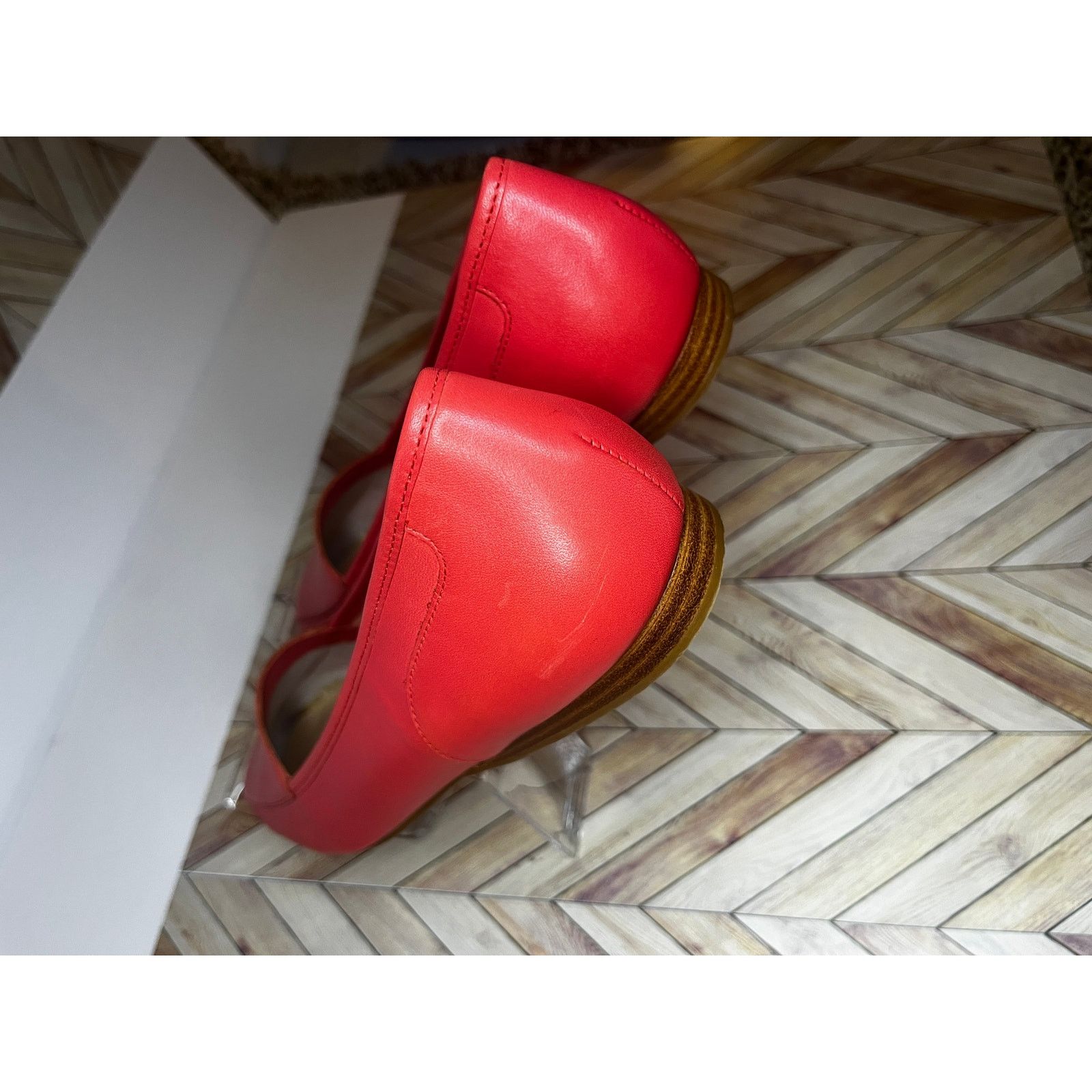 Other Enzo Angiolini Leather Square Toe Flat Shoes Red 9.5N Size US 9.5 / IT 39.5 - 5 Thumbnail