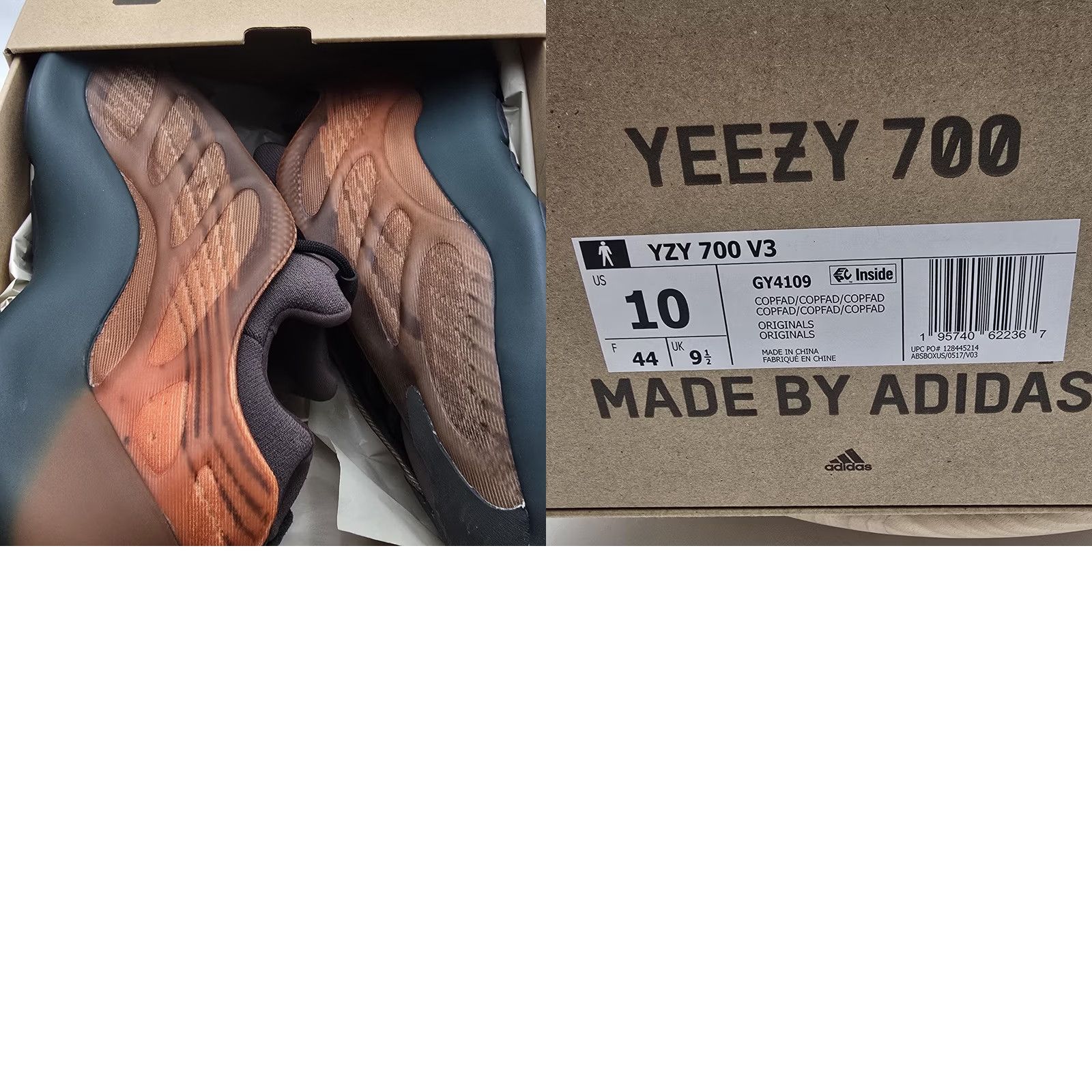 Adidas Adidas Yeezy 700 V3 Shoes Mens Size 10 Copper Fade Low Top Sneaker GY4109 Size US M / EU 48-50 / 2 - 8 Thumbnail