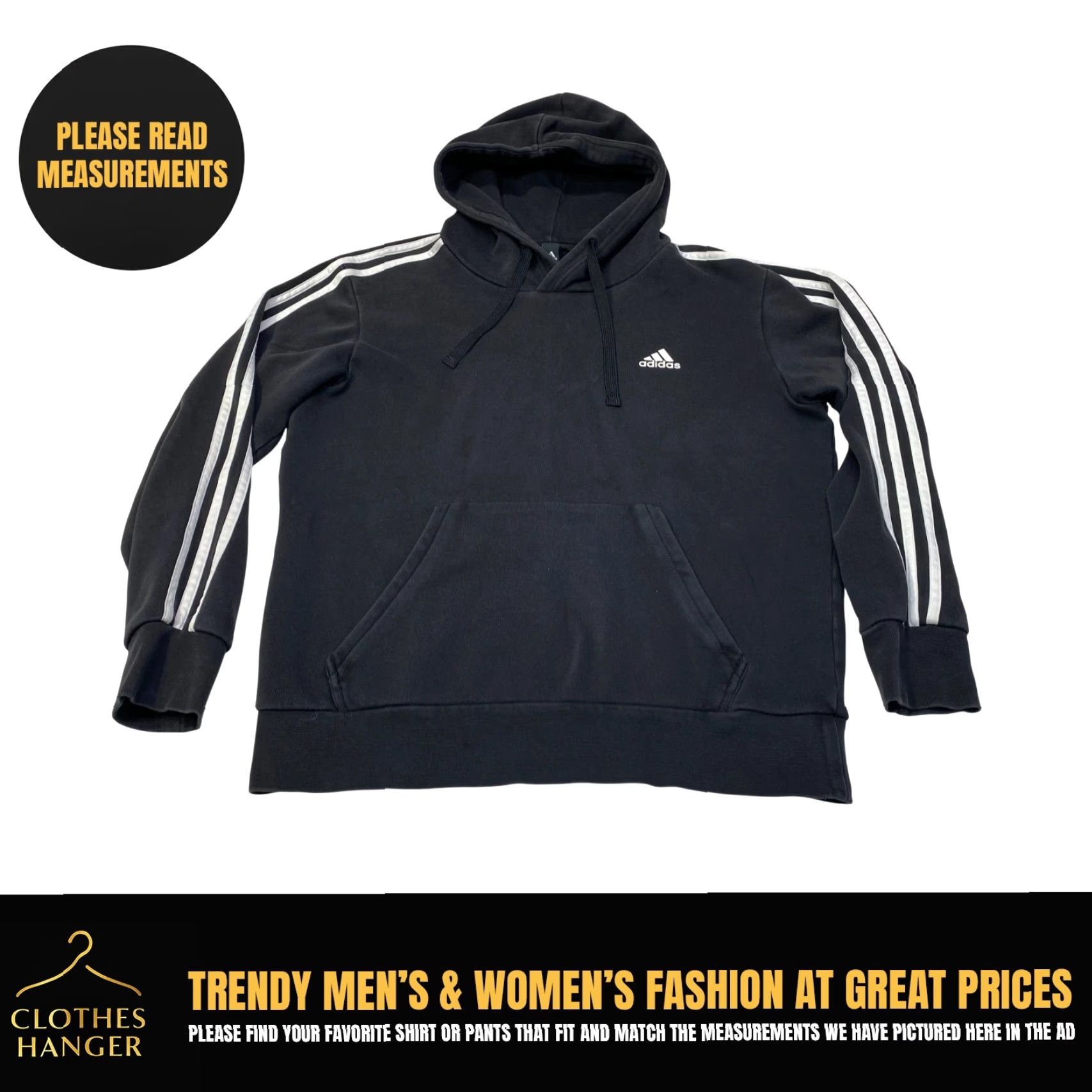 Adidas VINTAGE Adidas Hoodie Mens Large Black White Logo Spelled Out White Stripes 7259 Size US L / EU 52-54 / 3 - 2 Thumbnail