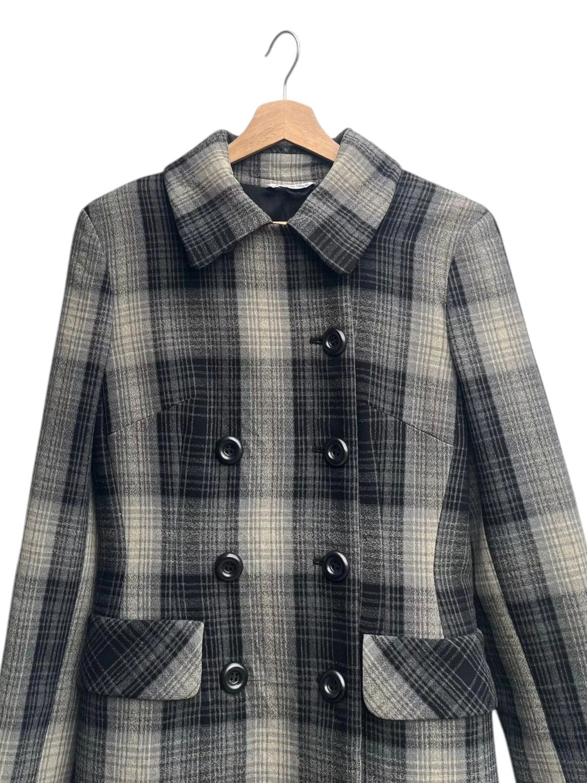 Max Mara Sportmax Plaid Double Breasted Wool Blend Coat Size S / US 4 / IT 40 - 8 Thumbnail