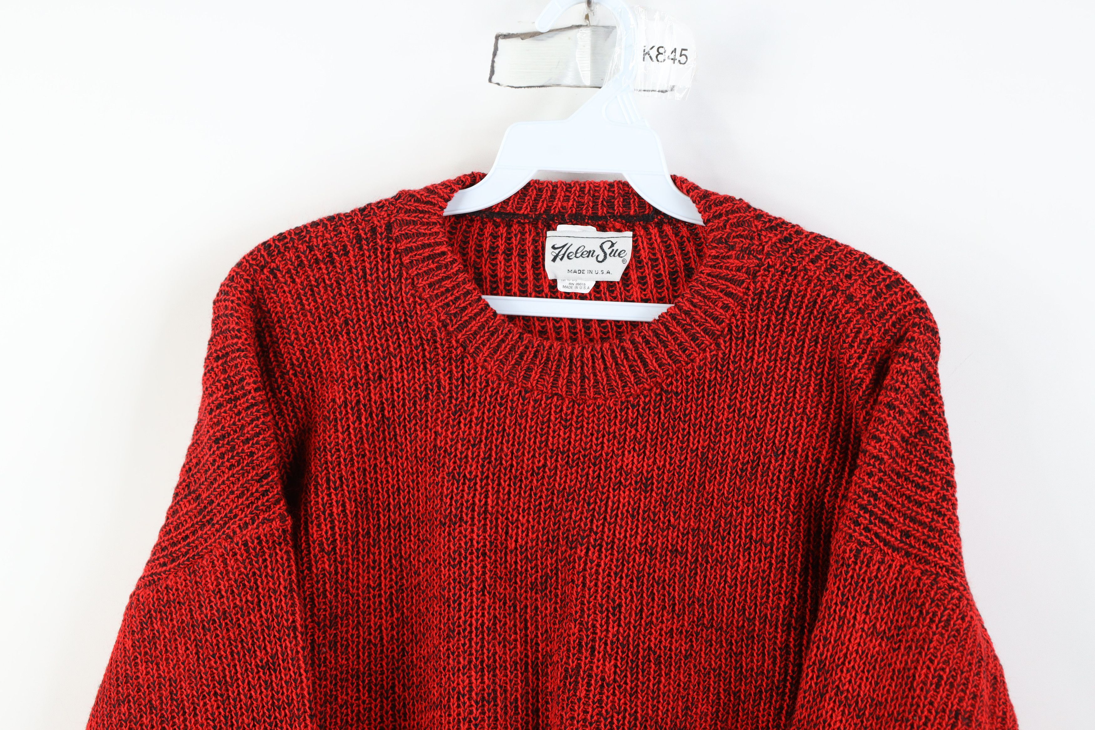 Vintage Vintage 90s Streetwear Ribbed Knit Crewneck Sweater Red USA Size L / US 10 / IT 46 - 2 Thumbnail