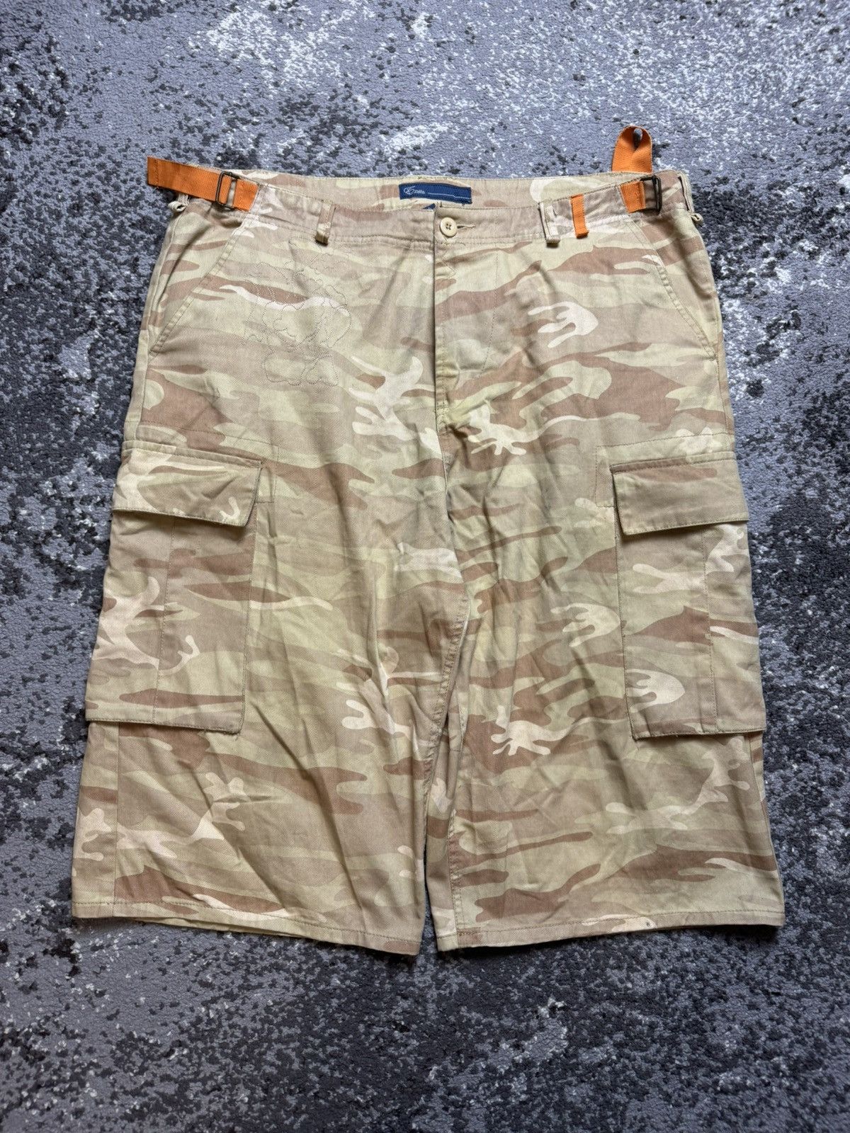 Japanese Brand × Vintage Vintage Y2K Exsto CamoTan Carti Style Opium Baggy Shorts Size US 38 / EU 54 - 1 Thumbnail