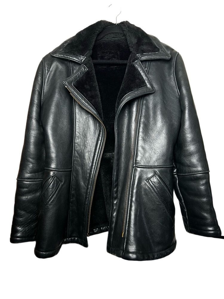 Vintage Vintage Blk Leather Jacket w Blk Shearling Lining - Coat Size US S / EU 44-46 / 1 - 1 Thumbnail