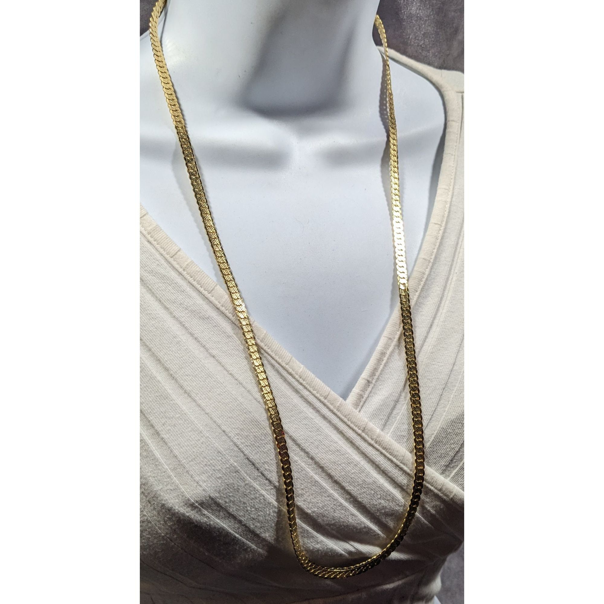 Other Bright Gold Tone Flattened Link Chain Necklace Size ONE SIZE - 4 Thumbnail