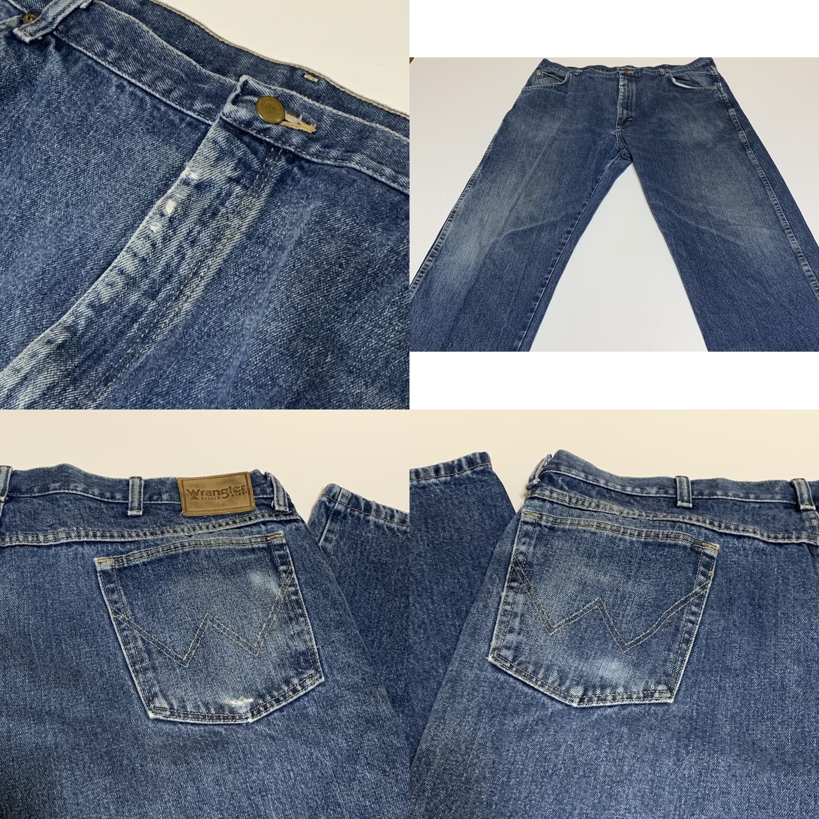 Wrangler VINTAGE Wrangler Rugged Wear Jeans 40x30 Blue Denim Distressed Classic Fit Mens Jeans Size US 40 / EU 56 - 8 Thumbnail