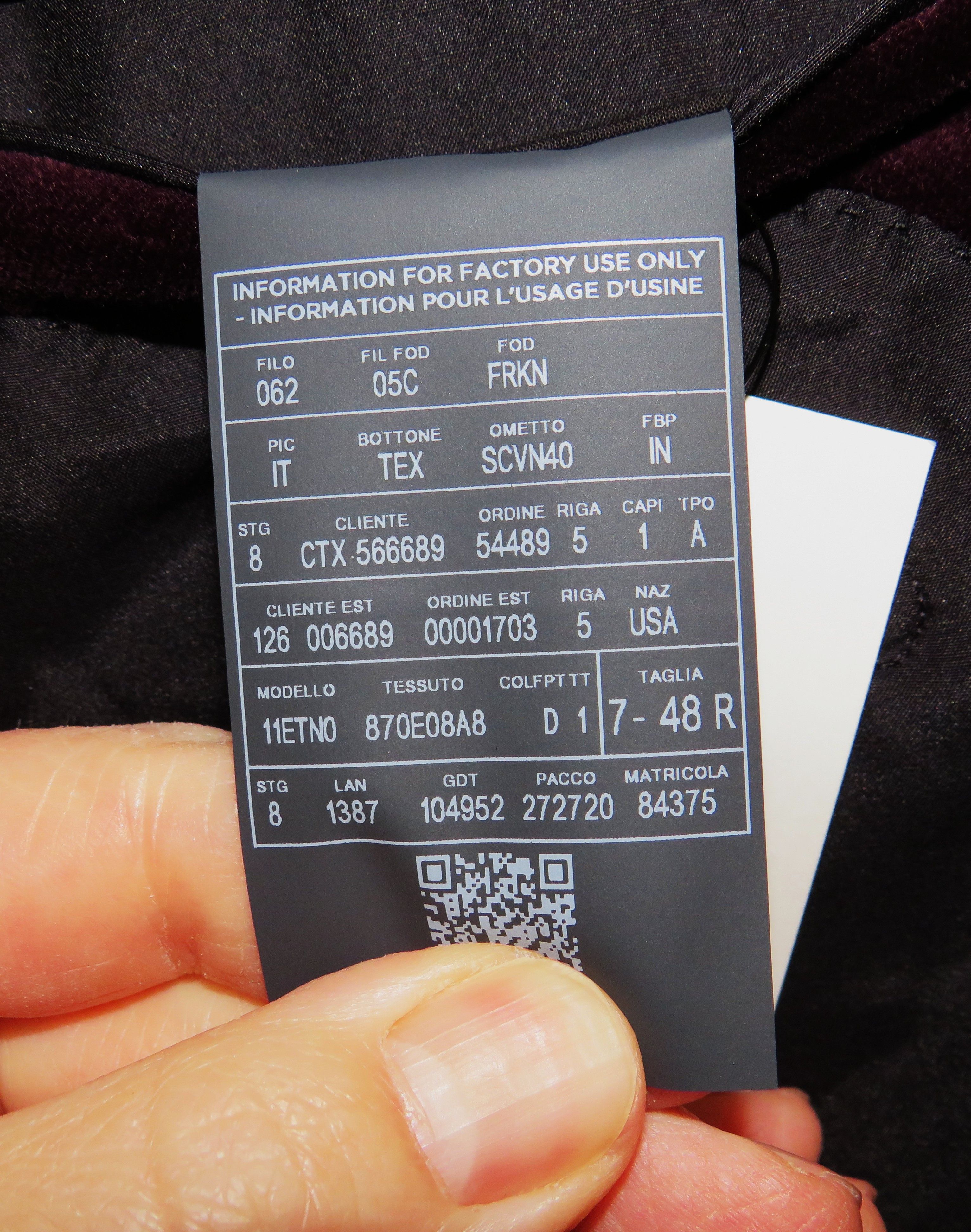 Ermenegildo Zegna Burgundy Velvet Current One Button Evening Jacket 38R NWT Size 38R - 13 Thumbnail