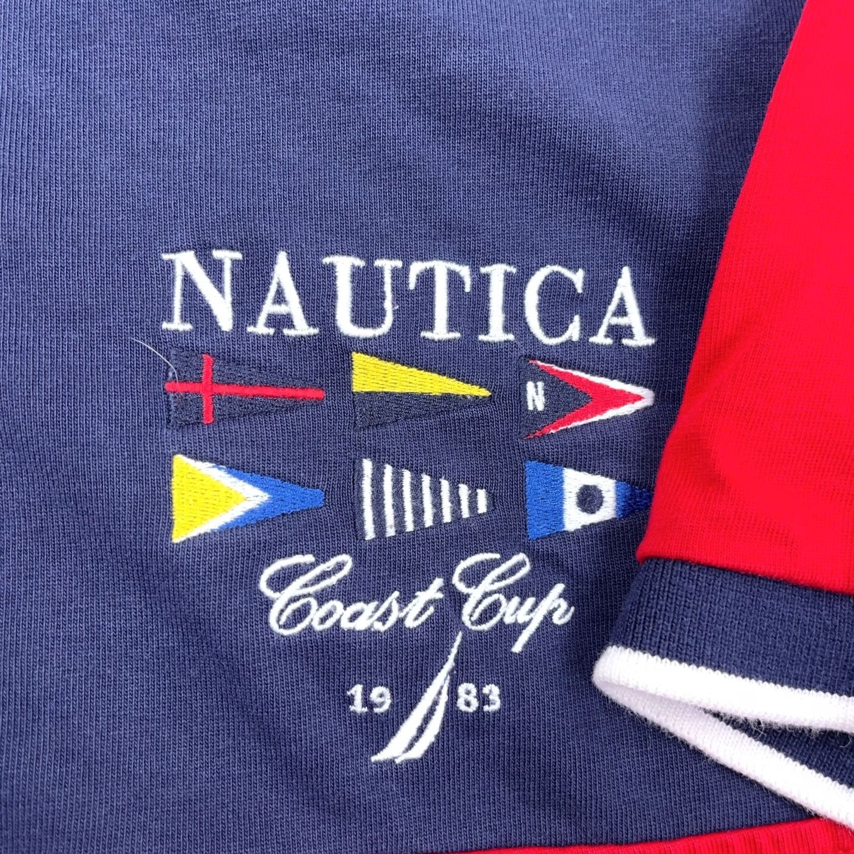 Nautica Nautica Rugby Shirt Men XL Red White Blue Colorblock Y2K Retro Flags Adult Size US XL / EU 56 / 4 - 7 Thumbnail