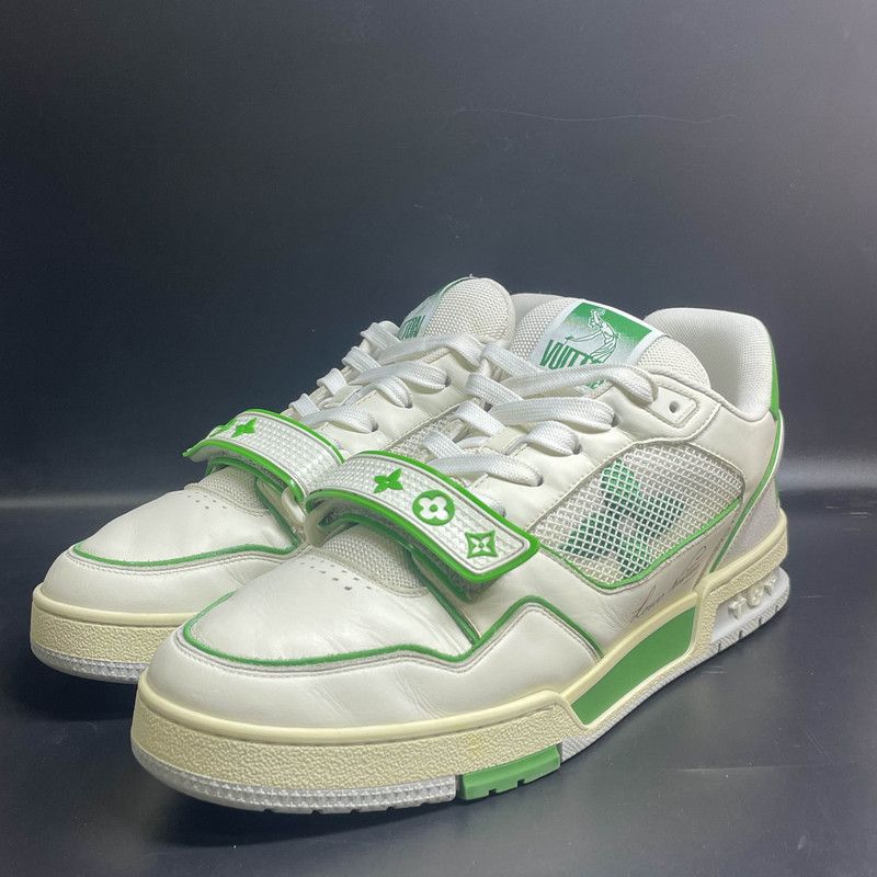 Louis Vuitton Green and White Trainer Sneakers 0089