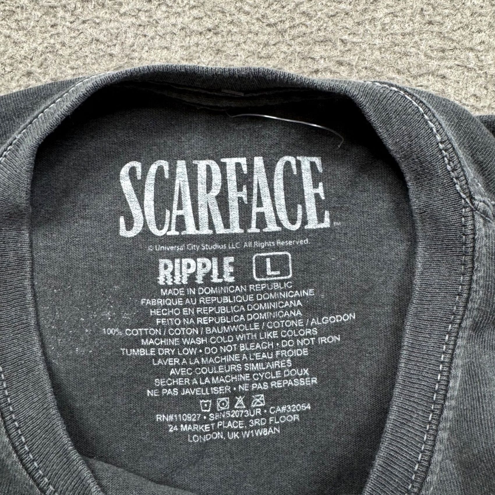 Ripple Junction Ripple Junction Scarface Shirt L Gray Movie Tony Montana Tee Short Sleeve Mens Size US L / EU 52-54 / 3 - 7 Thumbnail