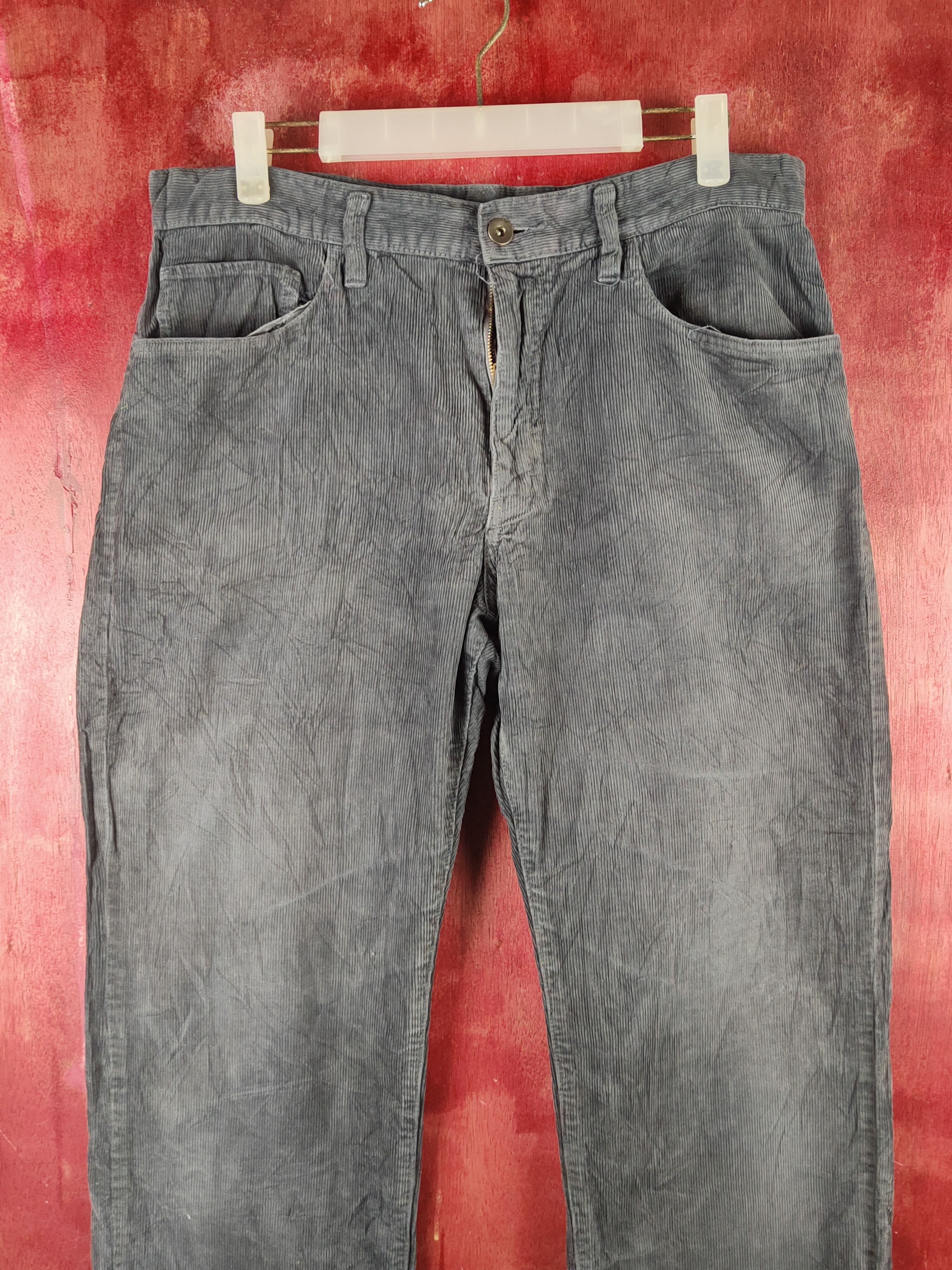 Japanese Brand Uniqlo Dark Gray Corduroy Pants #S2337 Size US 33 - 2 Thumbnail