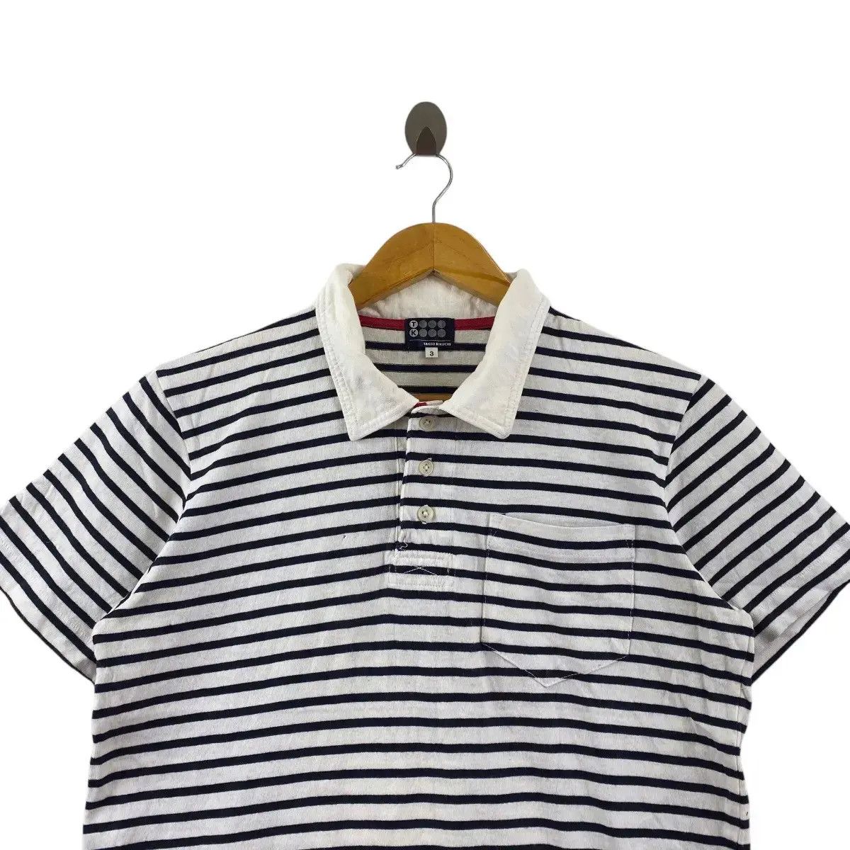 Takeo Kikuchi Vintage TAKEO KIKUCHI JAPAN Striped Pocket Polo Tee Shirt TK Size US M / EU 48-50 / 2 - 2 Thumbnail