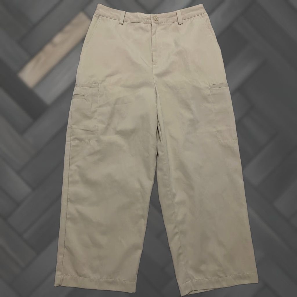 Vintage Studio Works Wide-Leg Capri Pants Women's Beige 8 Casual Relaxed Fit Twill Pockets Elastic Waist Lightweight Baggy Size 30" / US 8 / IT 44 - 1 Thumbnail