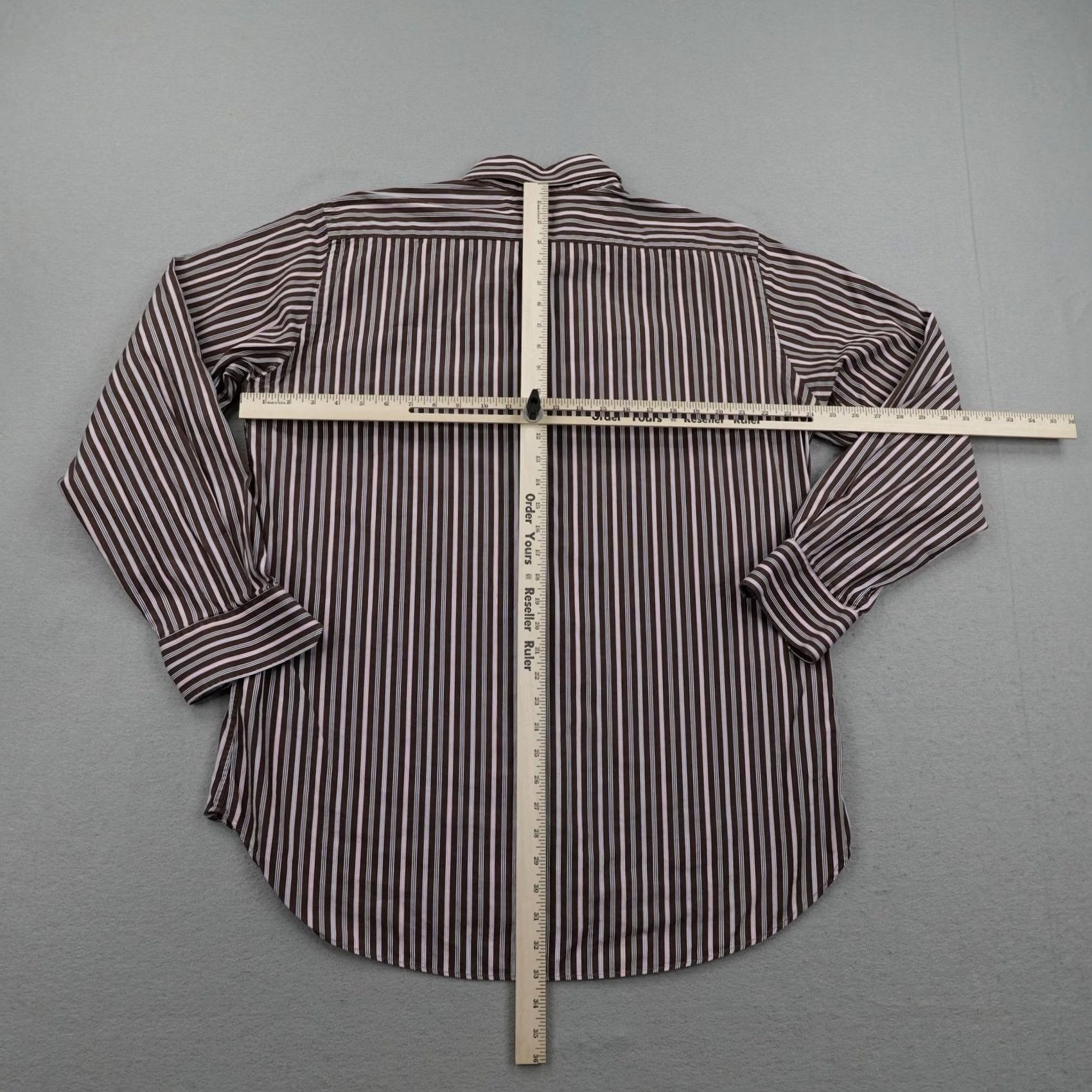 Etro ETRO Shirt Mens XL Brown Size Pink Stripes Dress Button Cotton Italy Size 46R - 6 Thumbnail