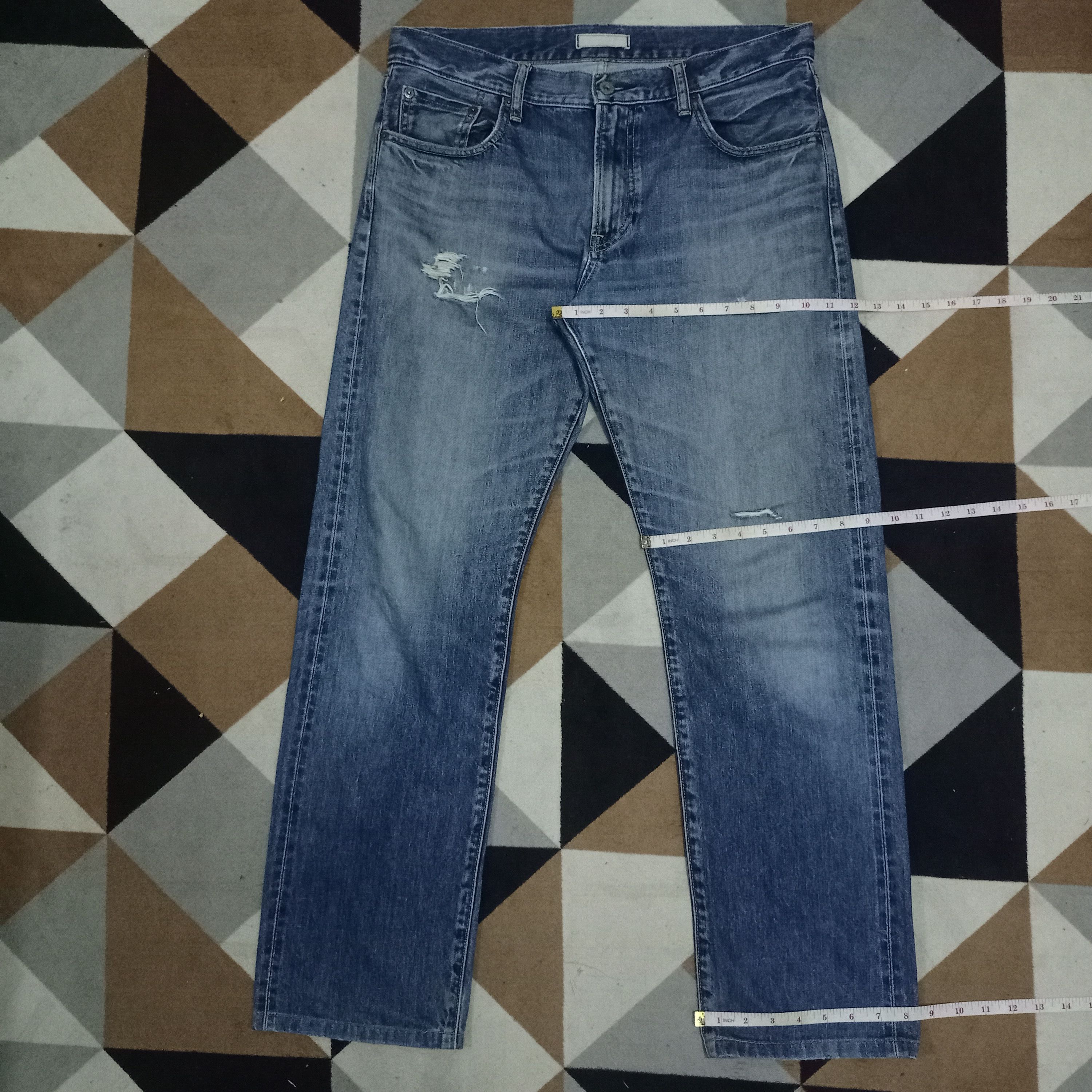 Japanese Brand × Uniqlo Vintage Japanese Uniqlo Blue Wash Baggy Selvedge Jeans Size US 35 - 10 Thumbnail