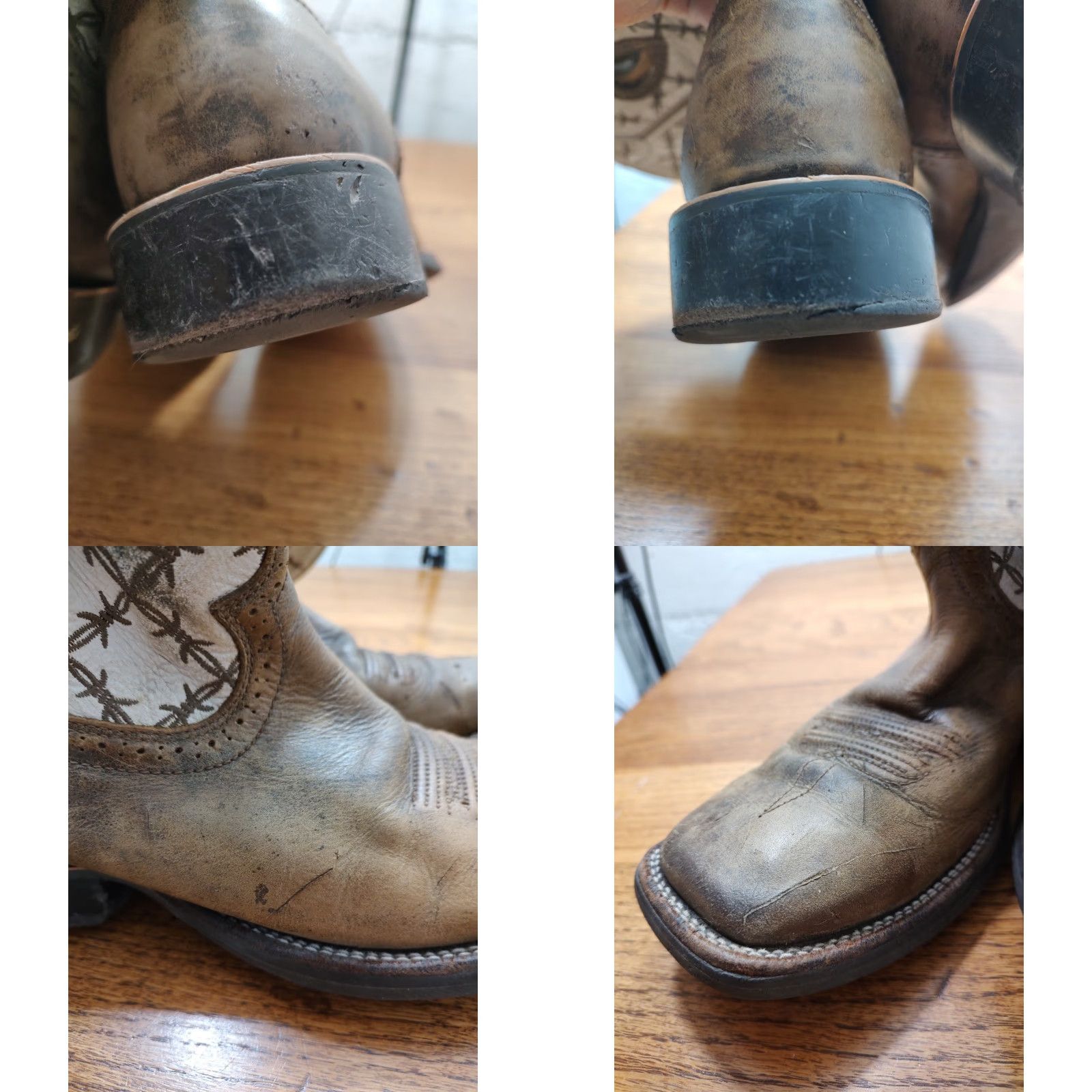 Twisted X Twisted X Western Boots Ruff Stock Bomber White Mens 9 D Leather Barbed Wire Rubber Cushioned Square Toe Slip On Western Cowboy Boot Mens Size US 9 / EU 42 - 8 Thumbnail