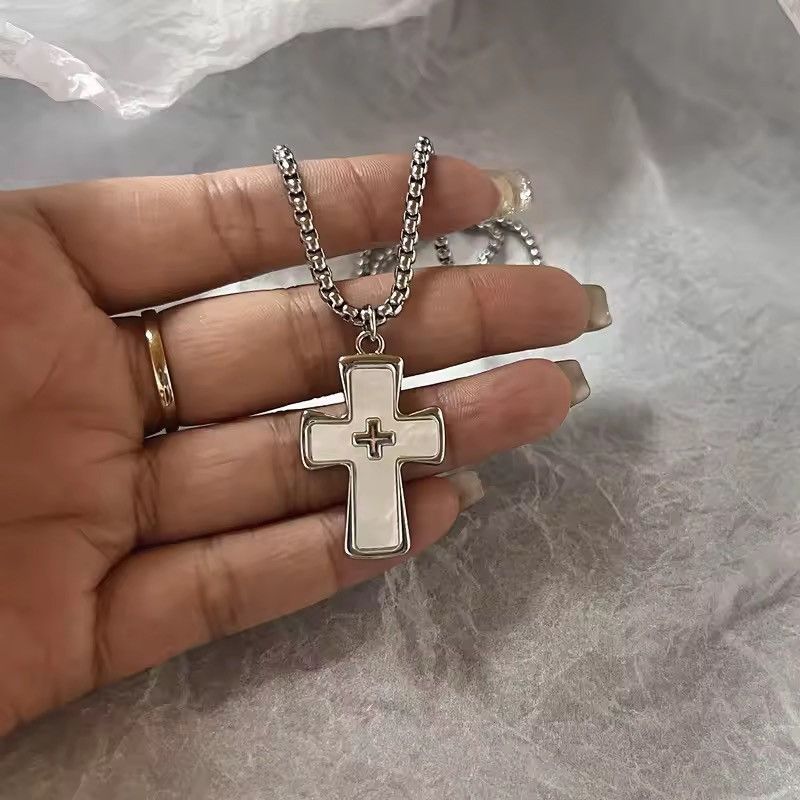 Jewelry Unique Carved Cross Pendant Necklace Size ONE SIZE - 1 Thumbnail