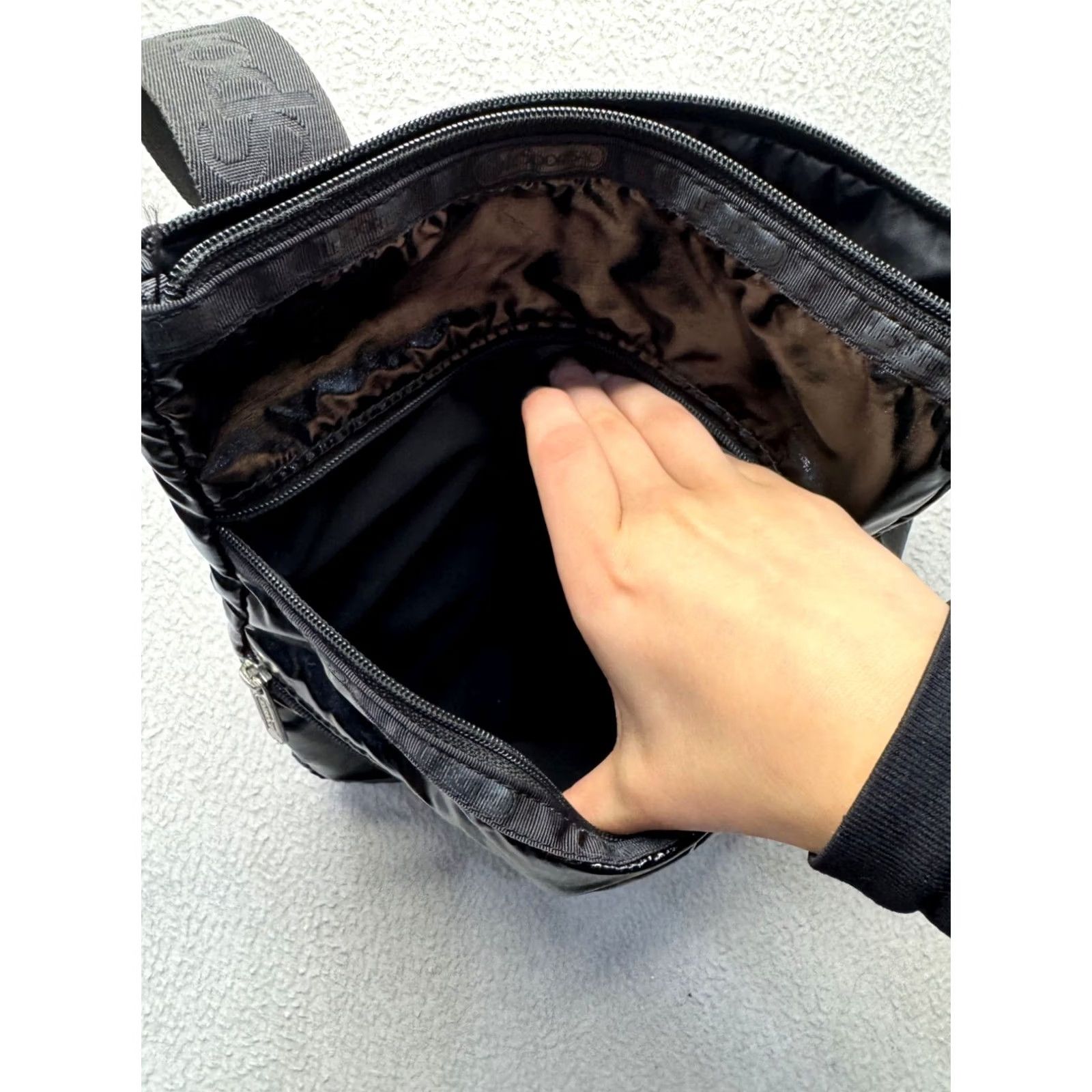 LeSportsac LeSportsac Black Shiny Crossbody Bag With Adjustable Strap #9710 - Womens Size ONE SIZE - 5 Thumbnail