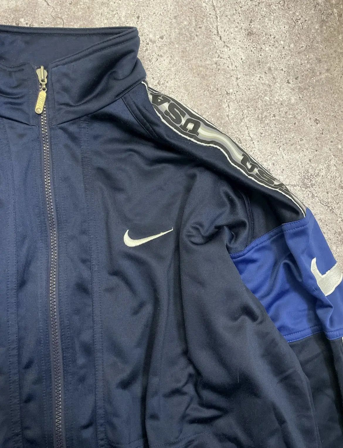 Nike Vintage Nike USA Track Jacket Navy Blue XXL Made in USA Tape Size US XXL / EU 58 / 5 - 2 Thumbnail
