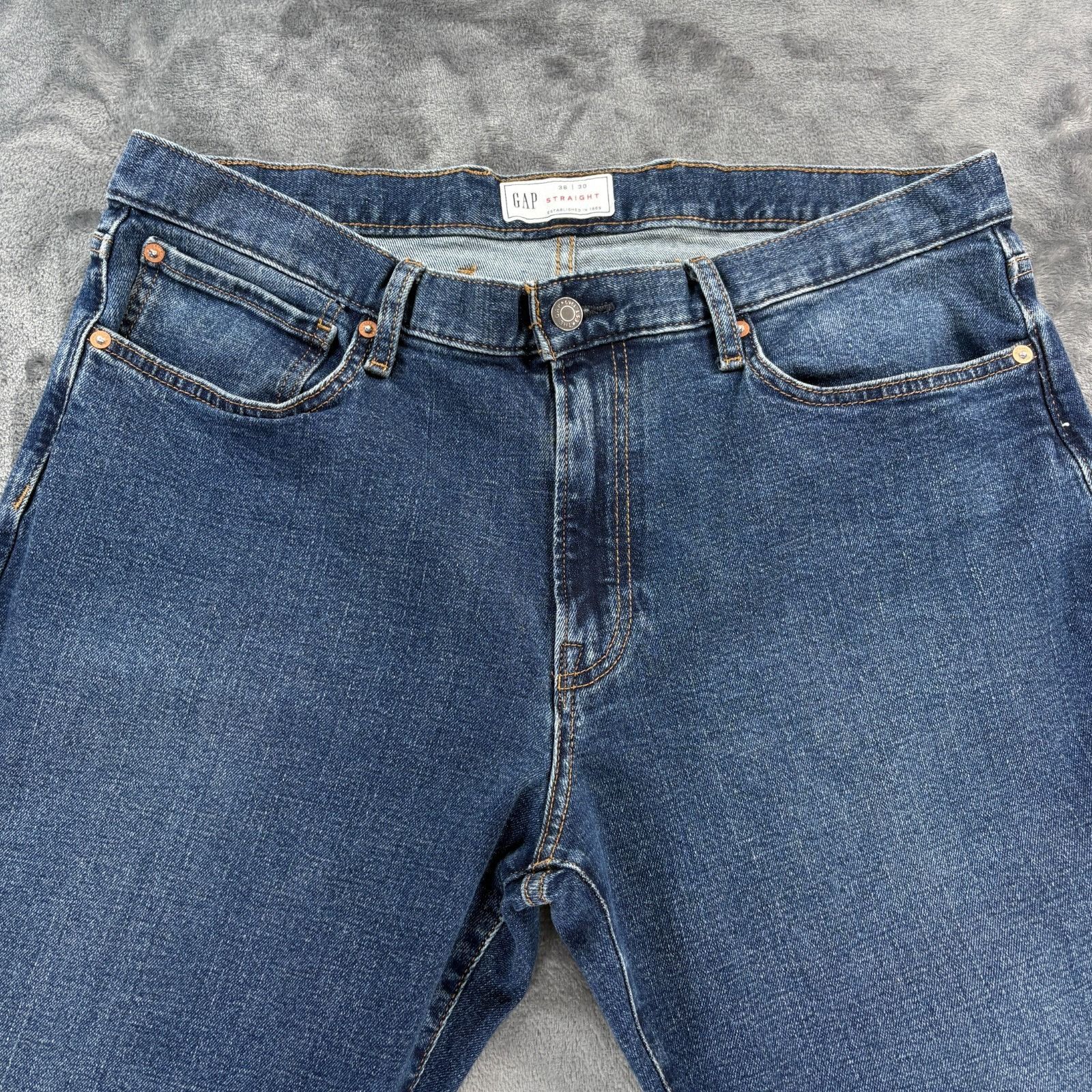 Gap GAP Straight Jeans Mens 36x29 Blue Denim Stretch Classic Fit Size US 36 / EU 52 - 3 Thumbnail