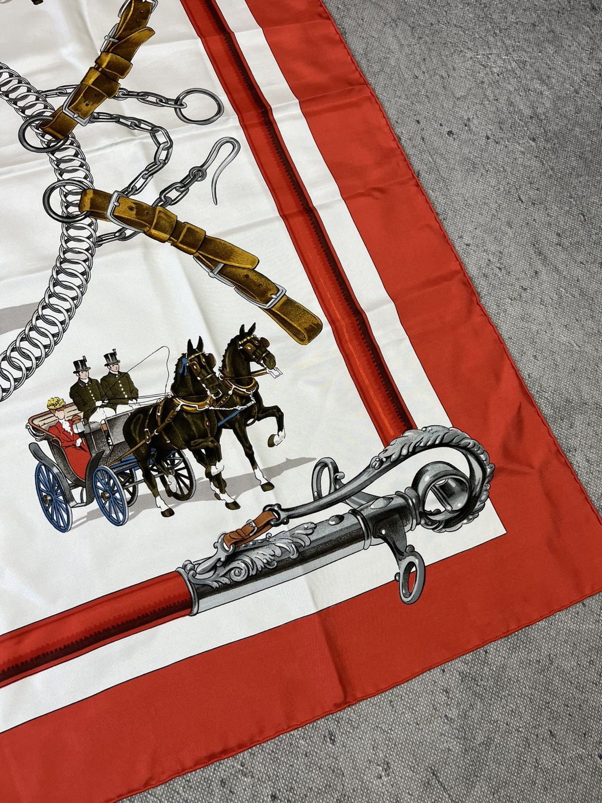 Designer × Hermes Hermes Paris LeDoux Equipages Big Scarf luxury vintage Size ONE SIZE - 5 Thumbnail