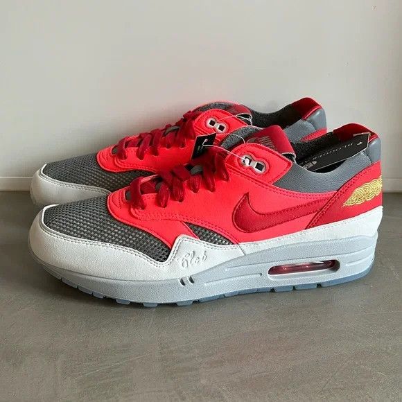 image of Nike Air Max 1 Clot Kiss Of Death Solar Red Sneakers, Men's (Size 9)