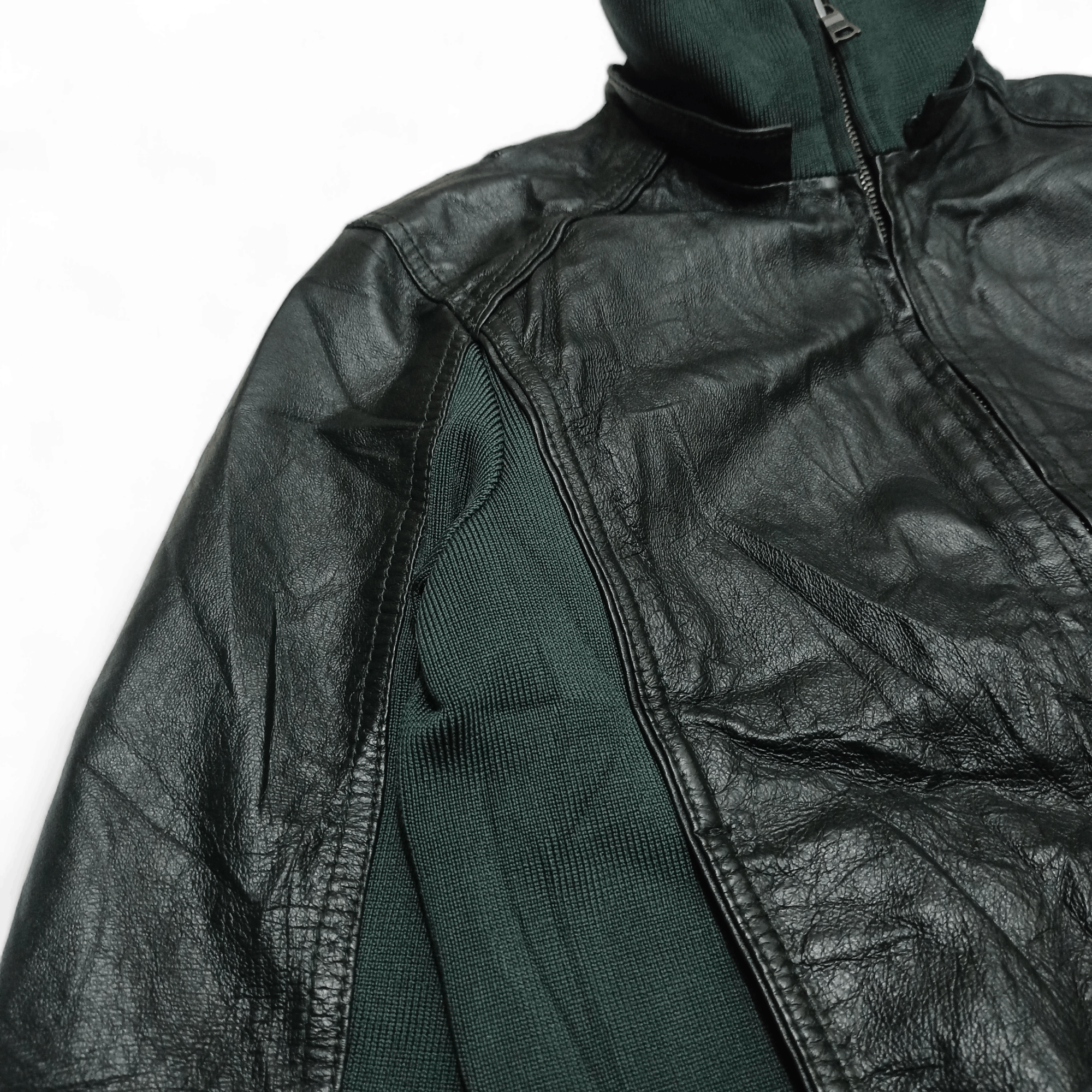 Morgan Homme Vintage Y2K Women's MORGAN DE TOI HOMME Green Leather Jacket Size M / US 6-8 / IT 42-44 - 5 Thumbnail