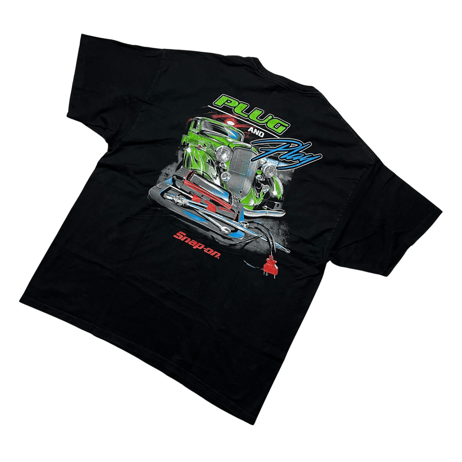 image of Jeff Hamilton x Nascar Y2K Plug And Play Snap On Nascar Unbrand Tee in Black, Men's (Size XL)