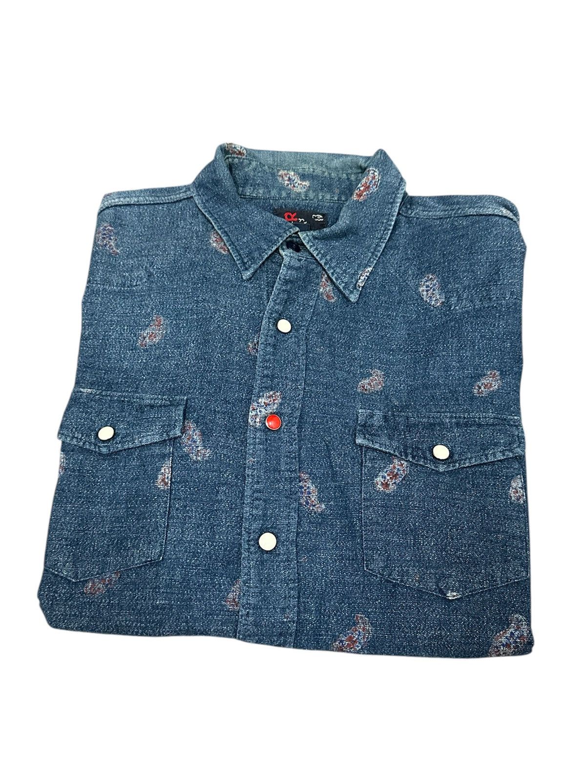 45rpm 45R/45RPM☆Indigo Dyed Paisley L/S Western Snap Button Size US M / EU 48-50 / 2 - 2 Thumbnail