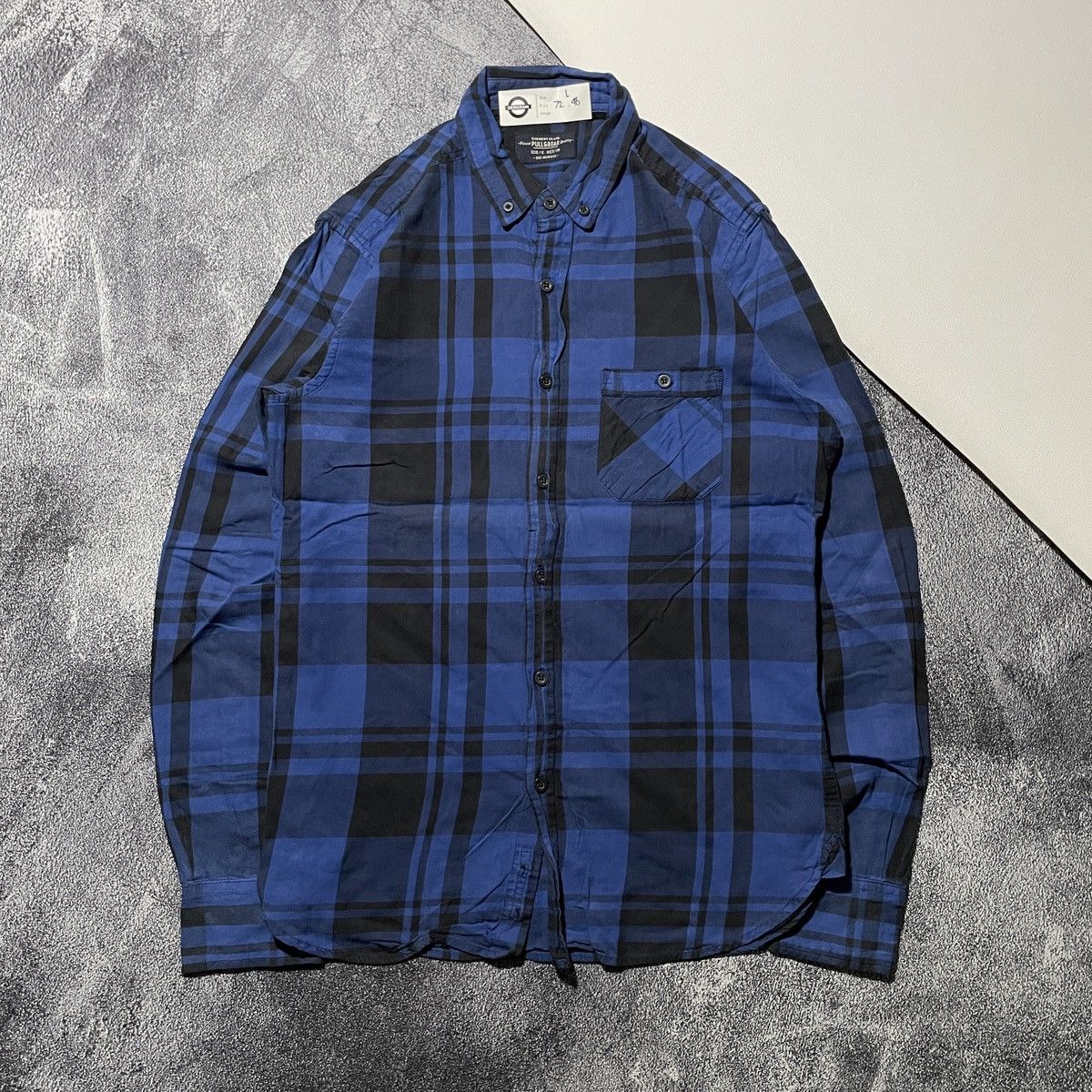 Pull & Bear Flannel Pull & Bear Blue Dominan Size US L / EU 52-54 / 3 - 1 Thumbnail