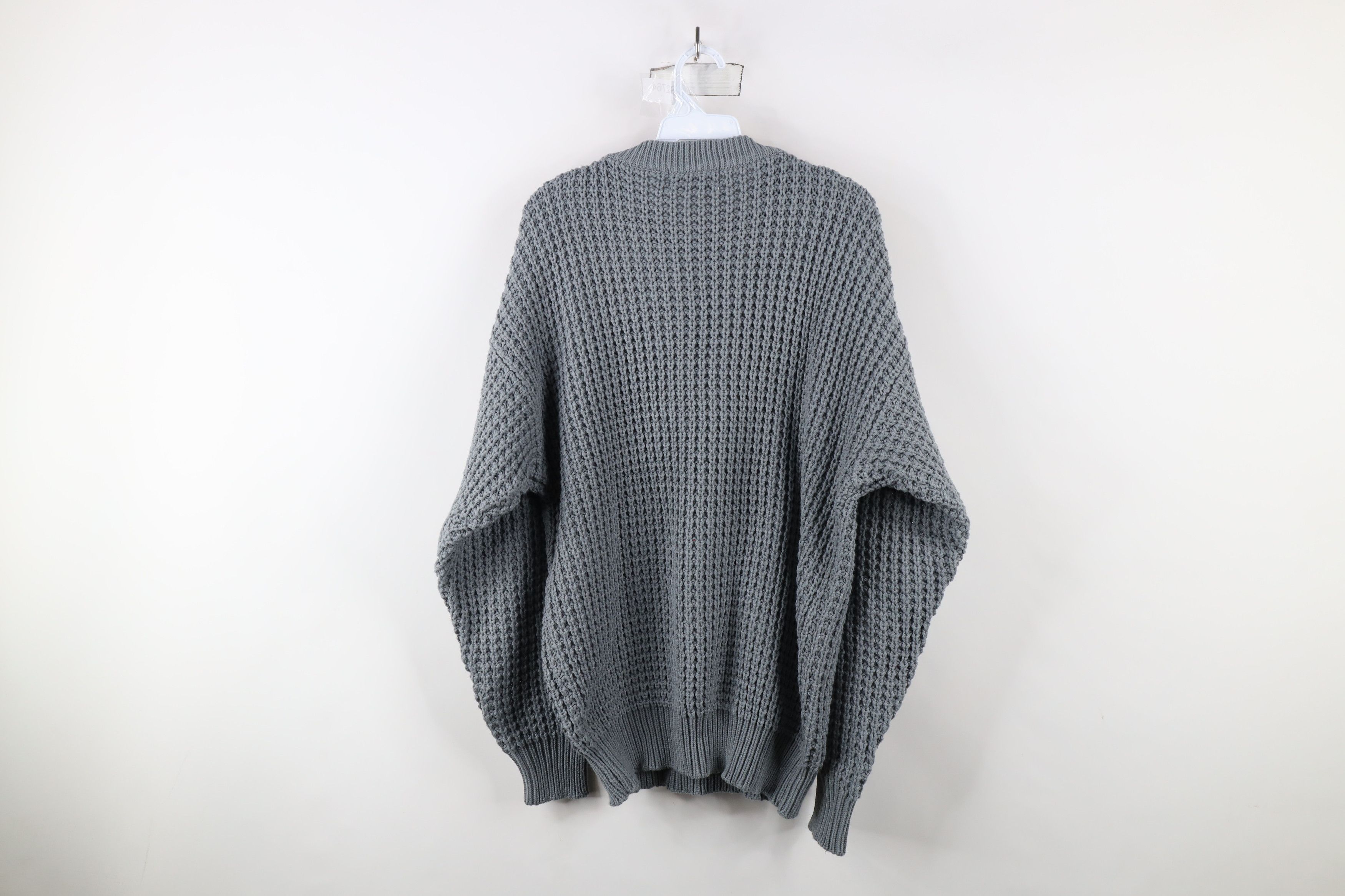 Vintage Vintage 90s Streetwear Thermal Waffle Knit Sweater Gray Size US L / EU 52-54 / 3 - 6 Thumbnail