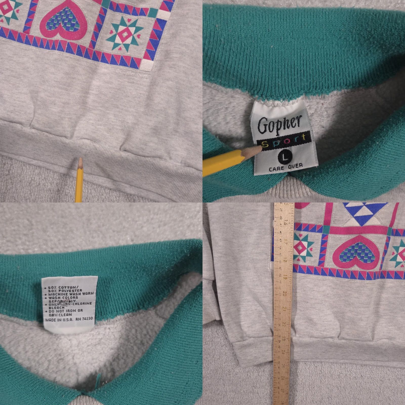 Vintage Vintage Gopher Sport Sweatshirt Womens Large Gray Q Is For Quilt Collared 90s Size L / US 10 / IT 46 - 8 Thumbnail