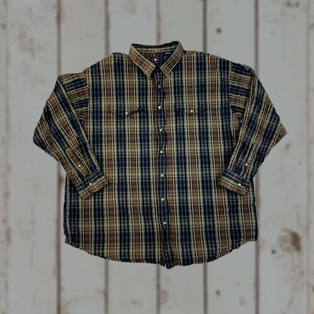 Vintage VINTAGE Panhandle Slim Western Shirt Men XXL Brown Blue Pearl Snap Cowboy Button-Up Casual Plaid 2XL Mens Cowboy Western Shirt Brown Blue Size US XXL / EU 58 / 5 - 1 Thumbnail