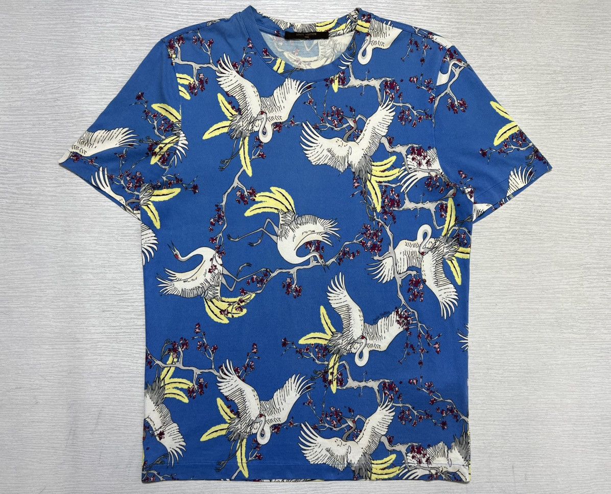 Louis Vuitton Louis Vuitton - Kim Jones - S/S 16’ Blue Crane T-Shirt Size US M / EU 48-50 / 2 - 1 Thumbnail