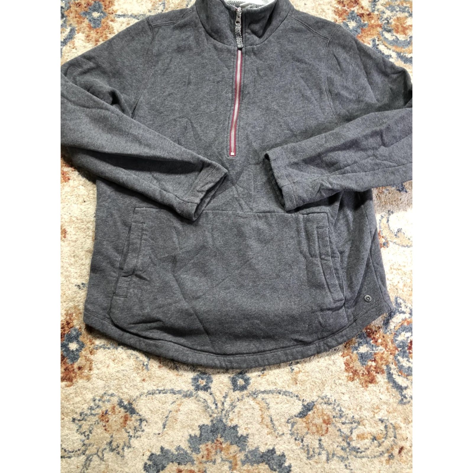 Carbon2Cobalt carbon2cobalt Sweatshirt Mens Large Gray 1/4 Zip Mock Neck Kangaroo Pocket Pullover Fleece Cotton-Polyester Size US L / EU 52-54 / 3 - 5 Thumbnail